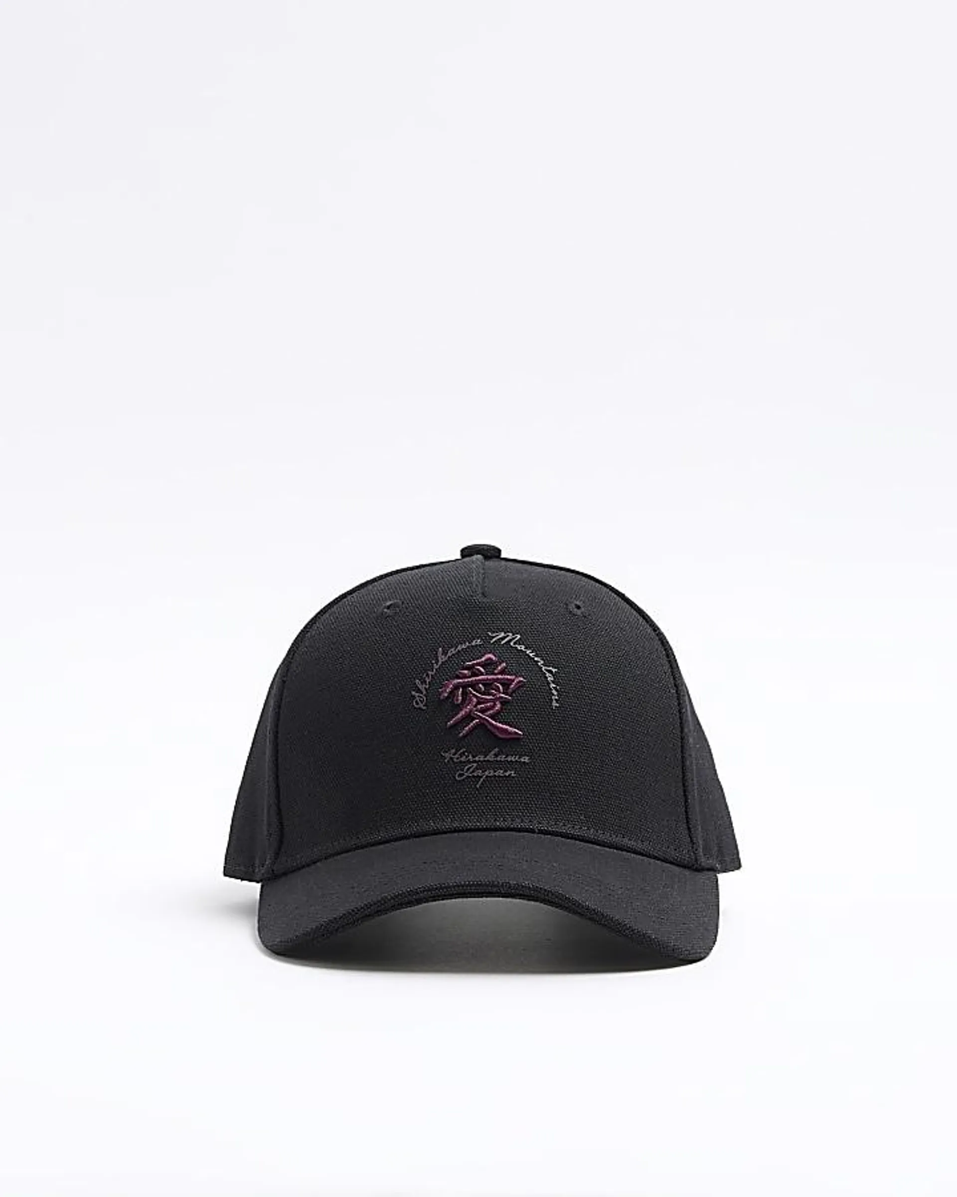 Black canvas Japanese embroidered cap