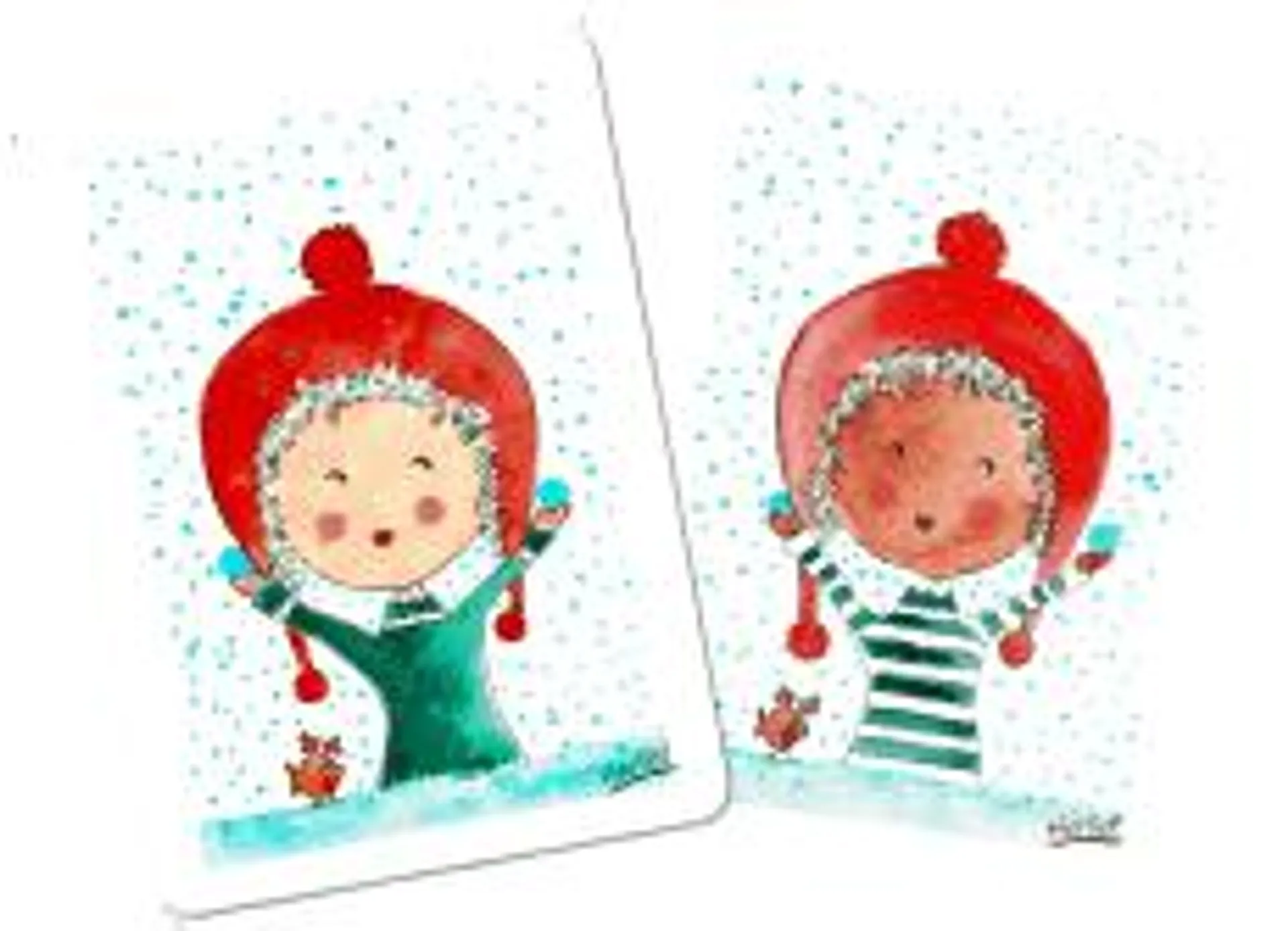 10 meisje winter kaarten