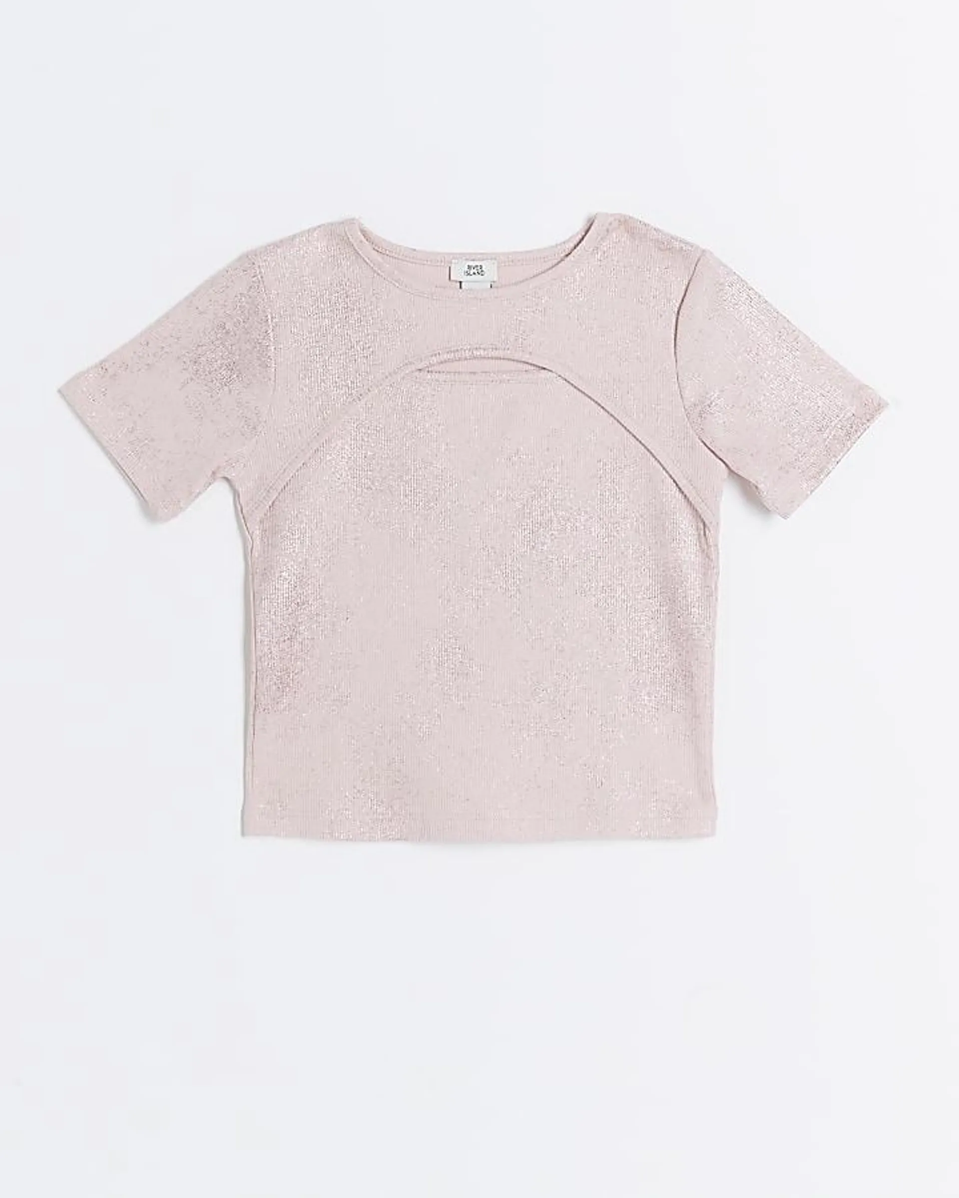 Girls pink metallic foil t-shirt