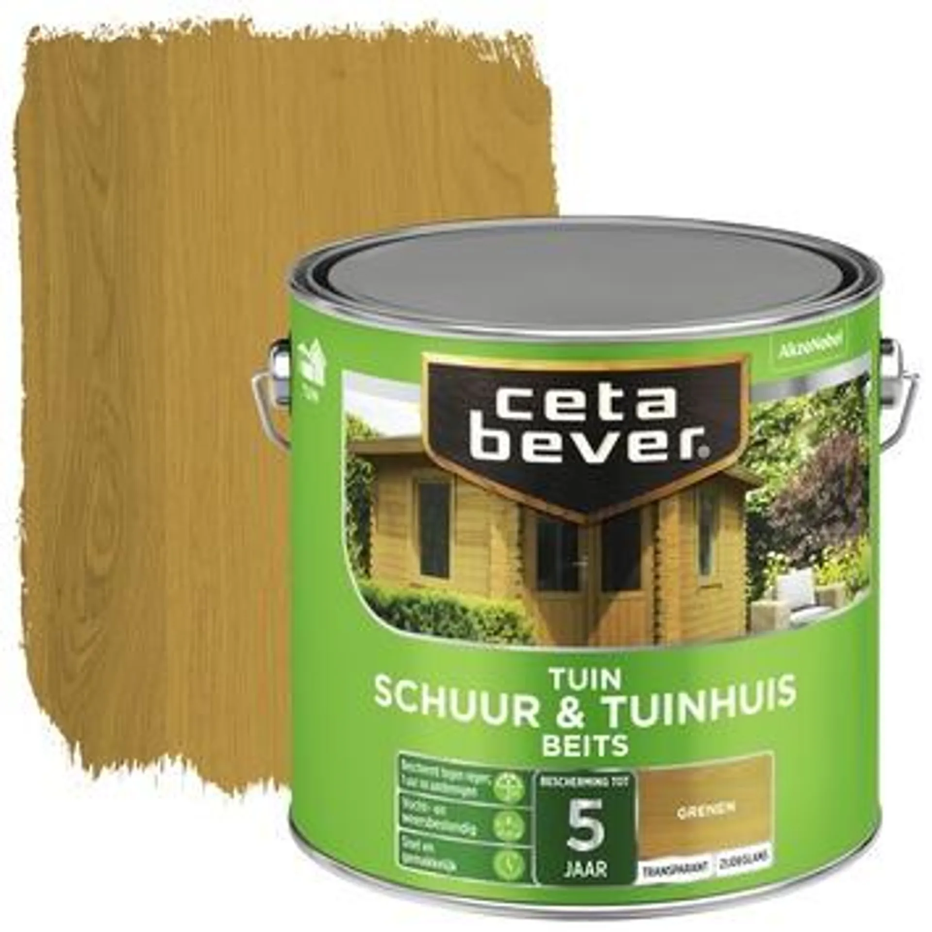 CetaBever Tuinbeits Schuur & Tuinhuis transparant grenen zijdeglans 2,5 L