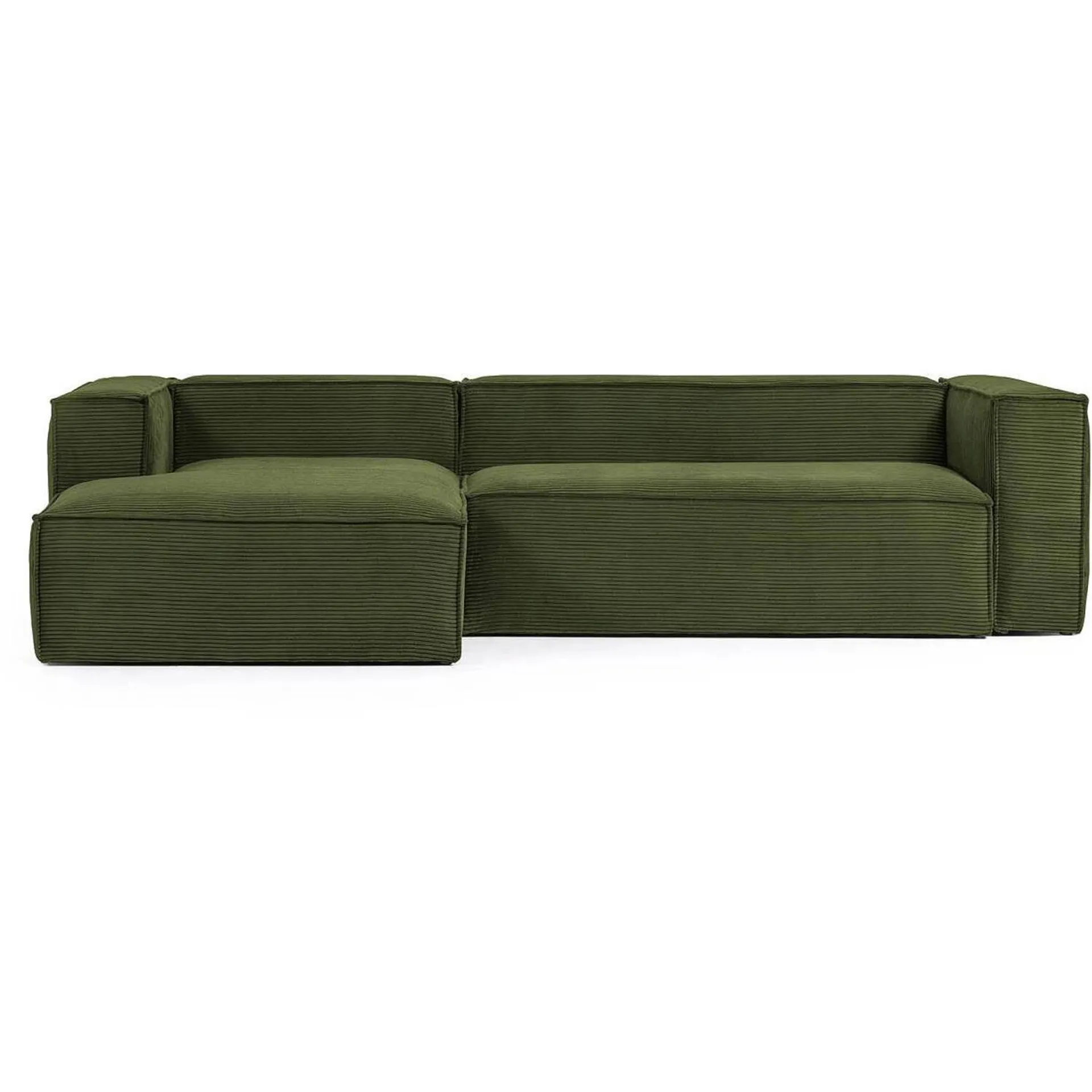 Kave Home Blok Chaise Longue Links - Donkergroen - Rib