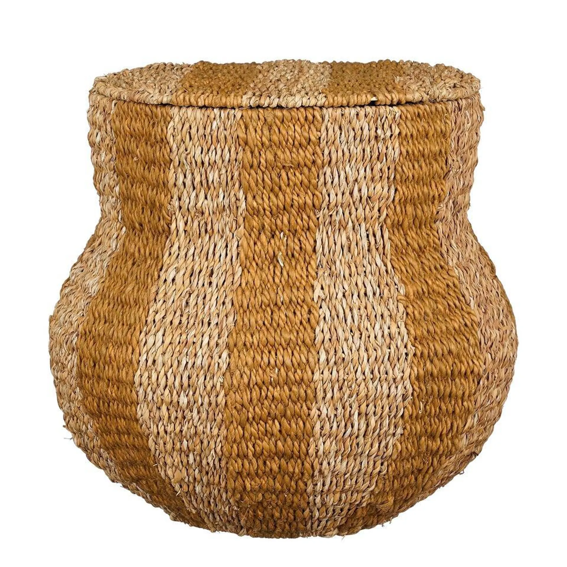 Mica Decorations Opbergmand met Deksel - H47 x Ø50 cm - Jute - Geel