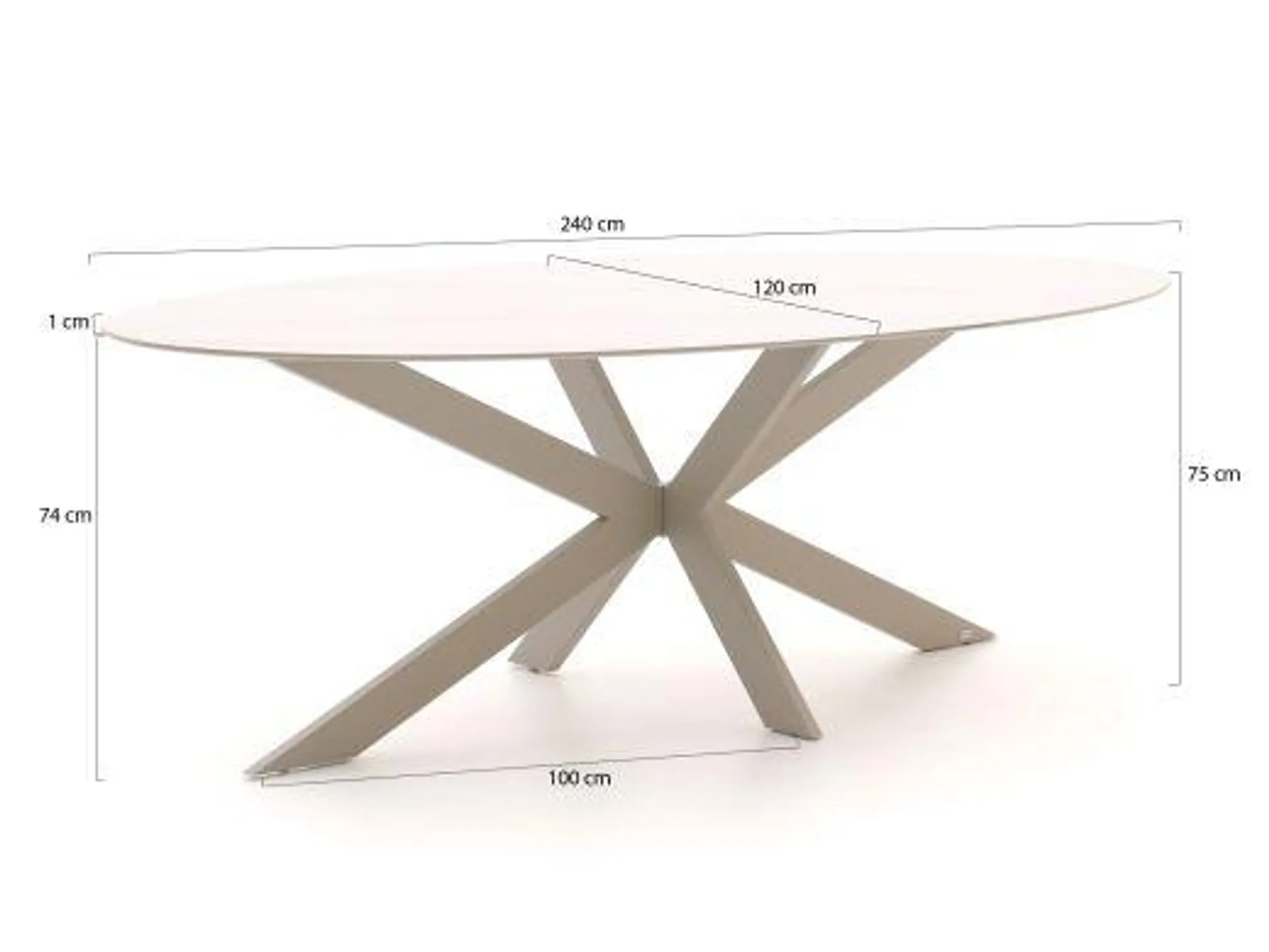 Intenso Adriano/Furato ellips 240cm dining tuinset 7-delig