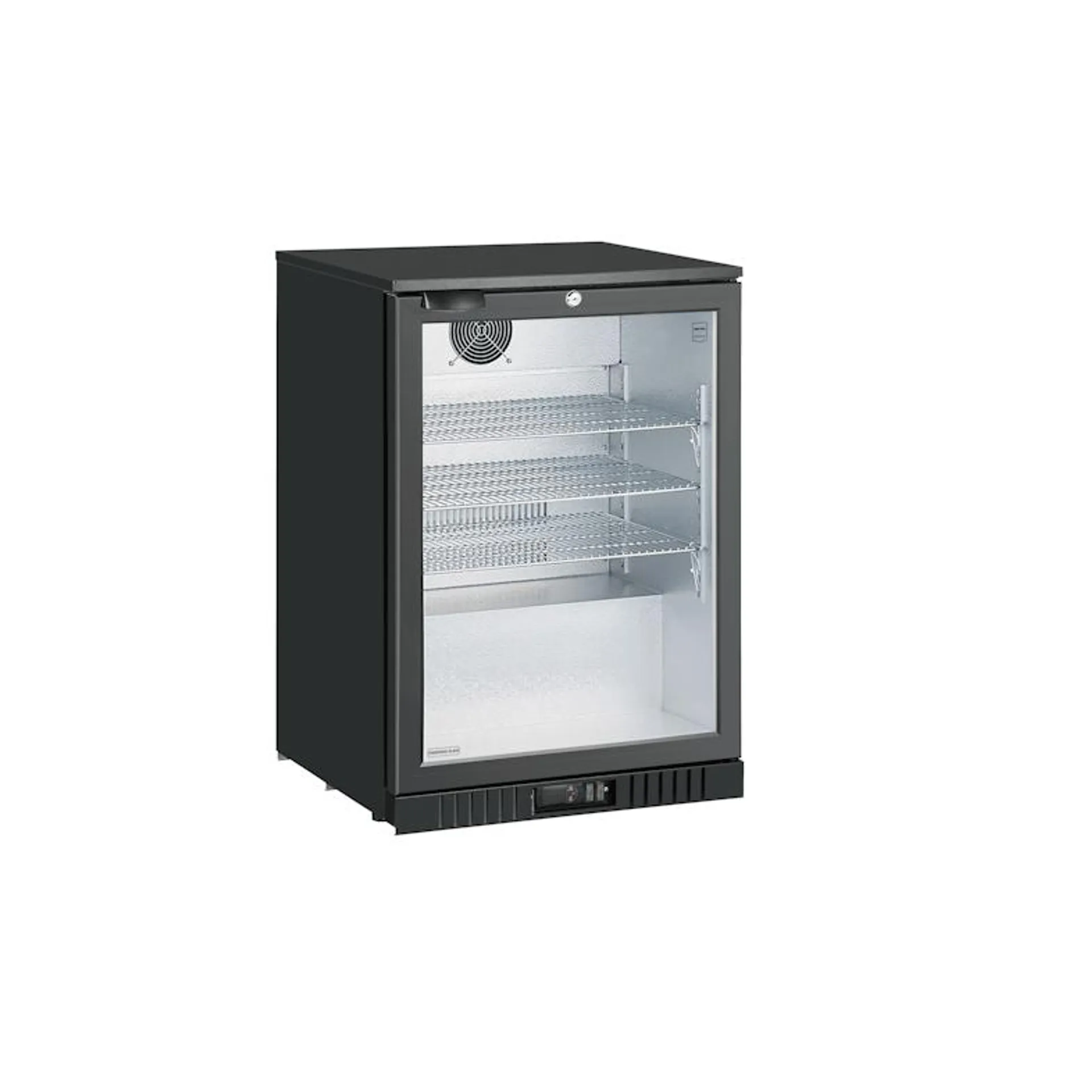 METRO Professional Drankenkoelkast GBC3001, kunststof/metaal/glas, 60x53x86.5 cm, 127 L, statische ventilatorkoeling, met slot, zwart