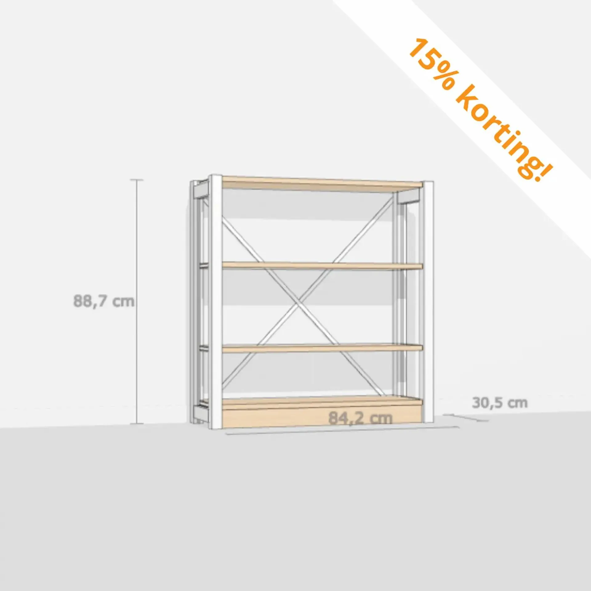 Lage Scandinavische kast met open zijstukken in Latte – nu 15% korting!