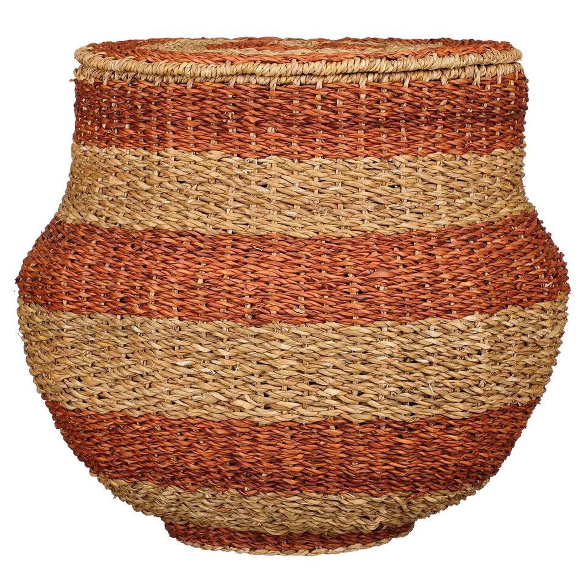 Mica Decorations Opbergmand met Deksel - H48 x Ø55 cm - Jute - Oranje