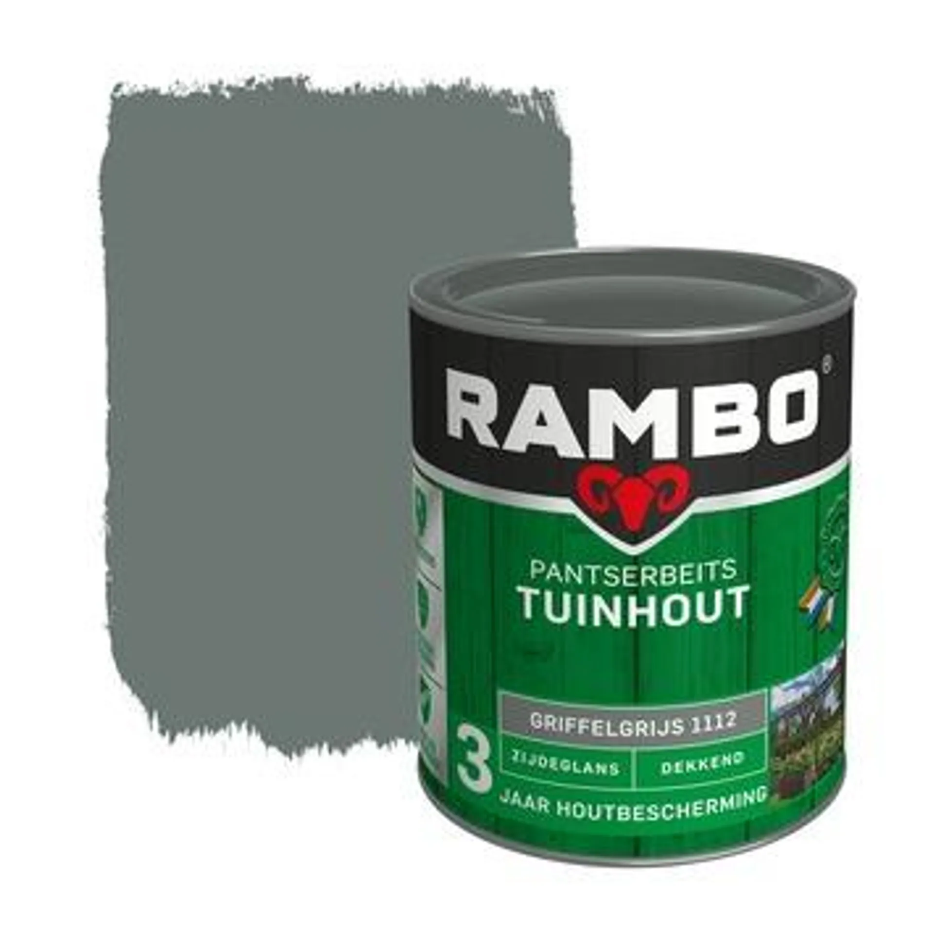 Rambo Pantserbeits Tuinhout zijdeglans griffelgrijs dekkend 750 ml