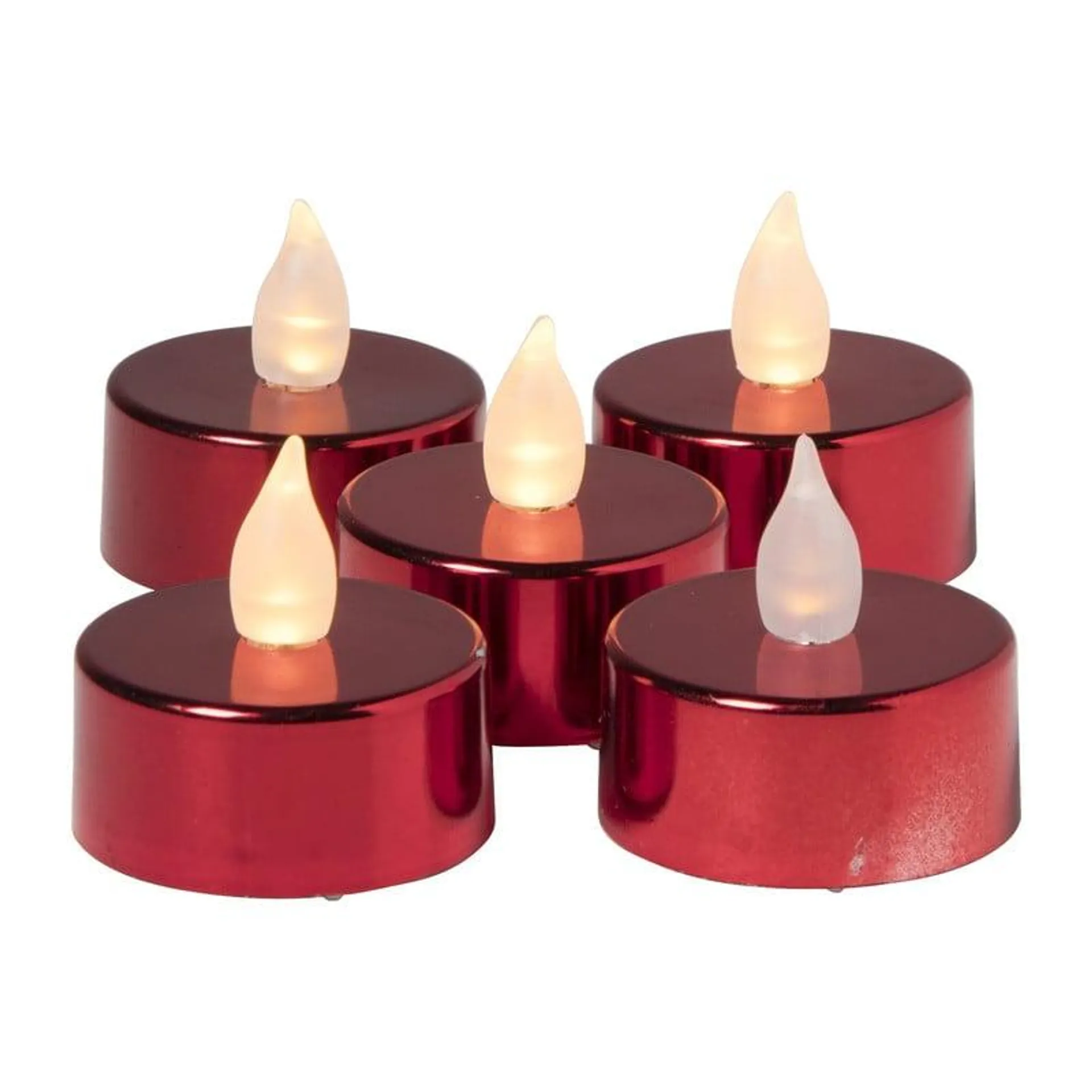 LED waxinelichten - rood - set van 5