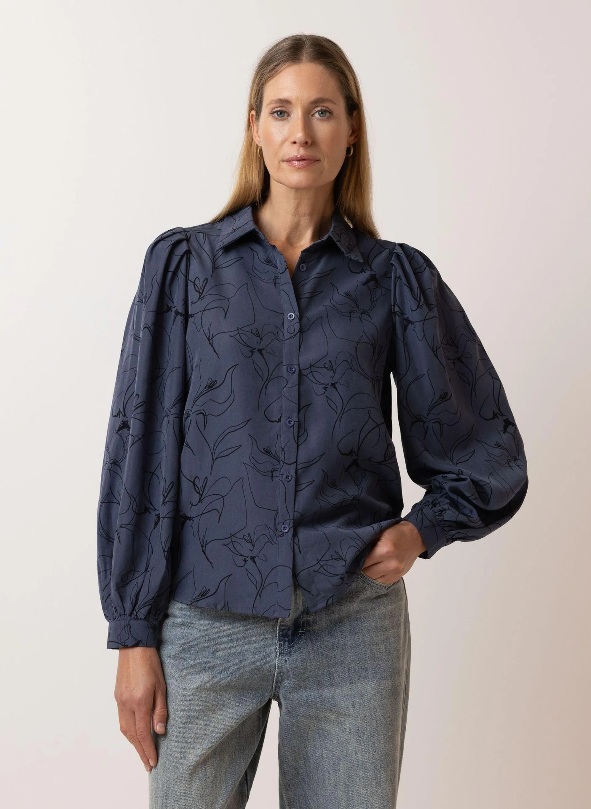 Blauwe blouse