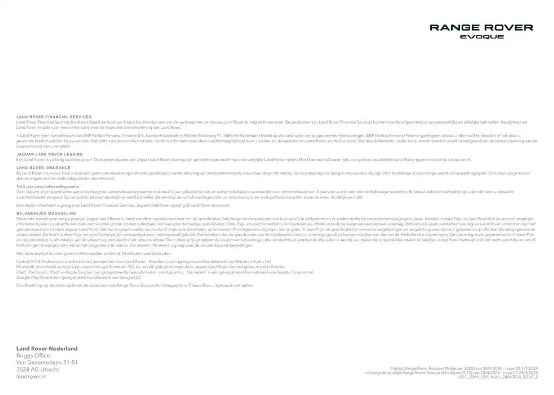 Range Rover Evoque van 20 november tot 30 juni 2025 - Folder pagina 15