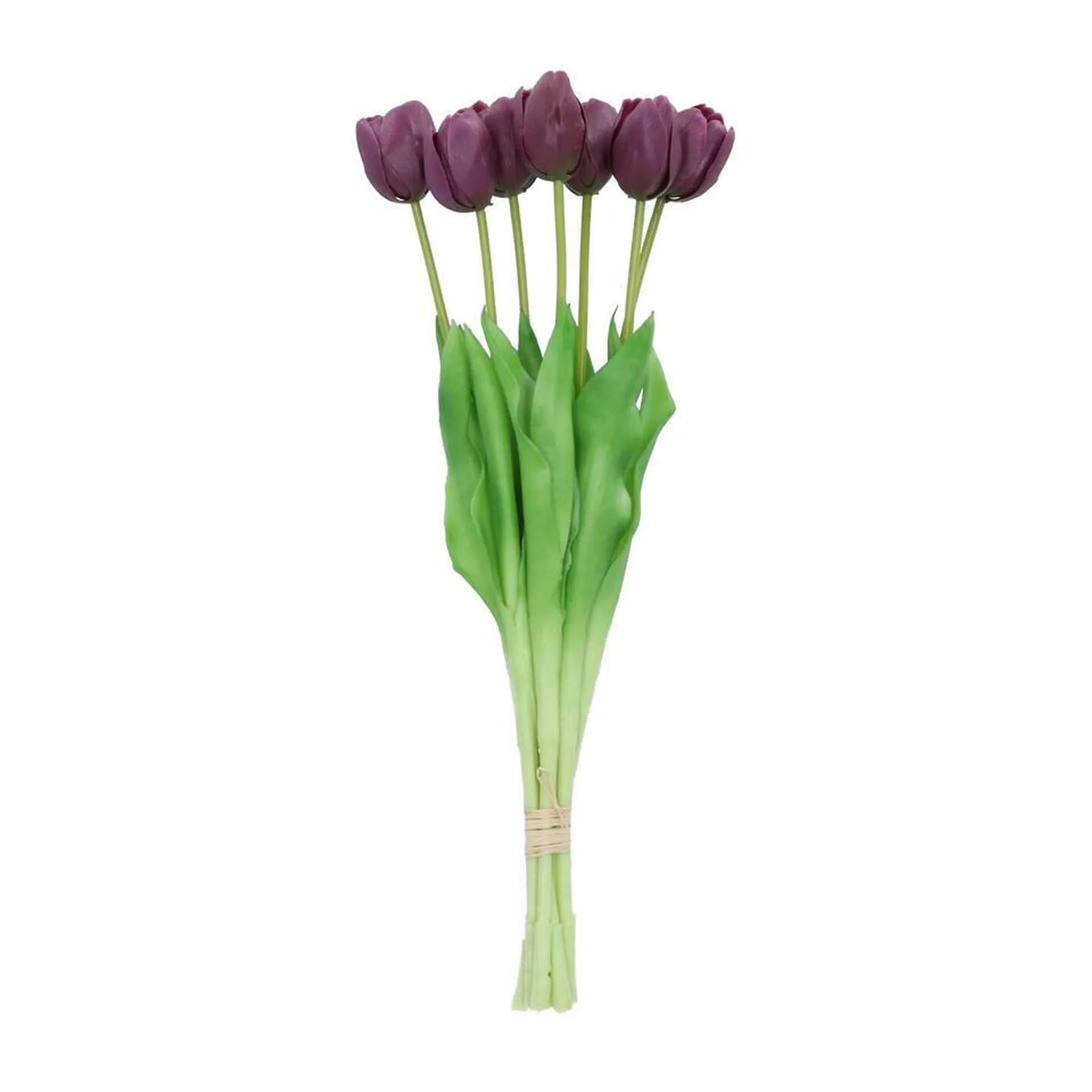 DK Design Kunst tulpen boeket - 7x stuks - donker paars - 43 cm