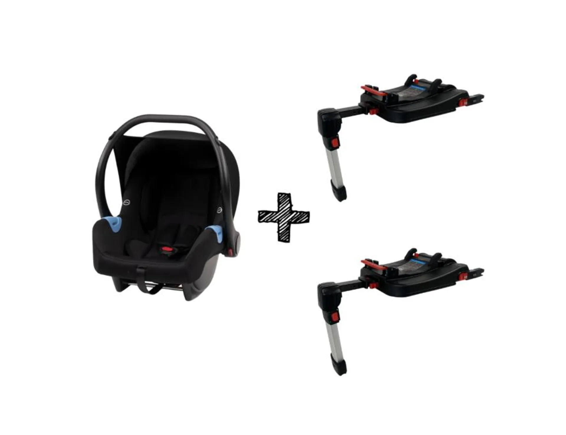 Set | Autostoel Novi Baby® 0+ Onyx Black met 2 x Isofixbase Titanium Baby