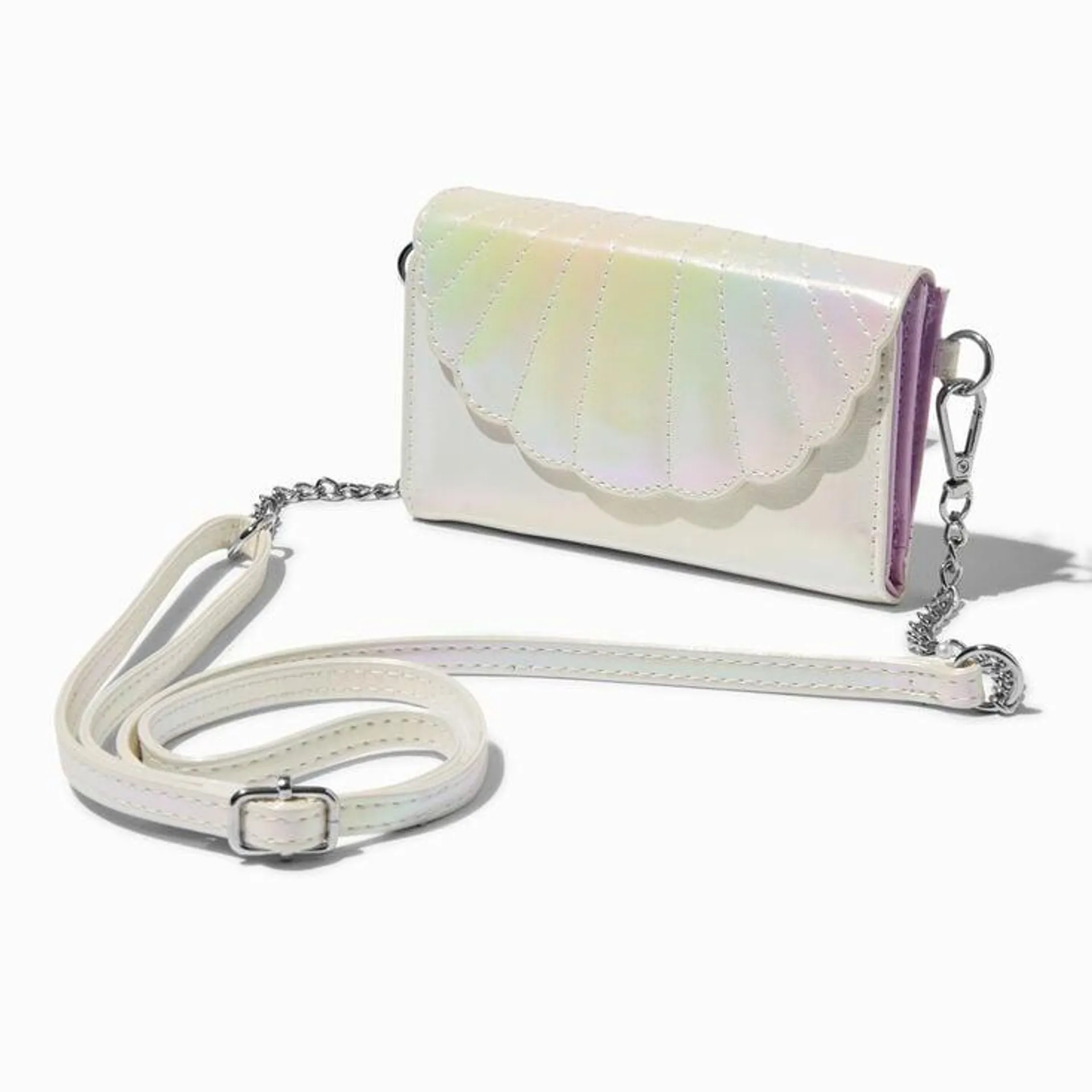 Iridescent Seashell Crossbody Wristlet