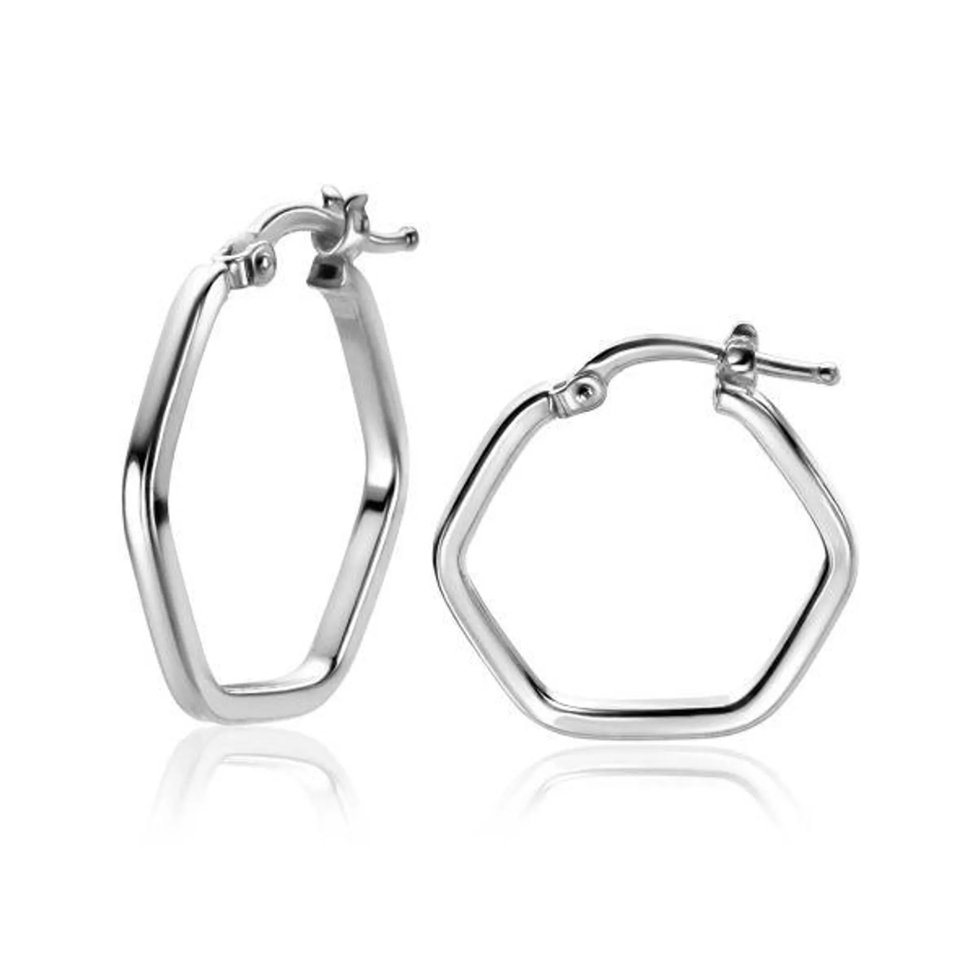 21mm ZINZI Sterling Silver Hoop Earrings Hexagon 21x2mm ZIO-BF75