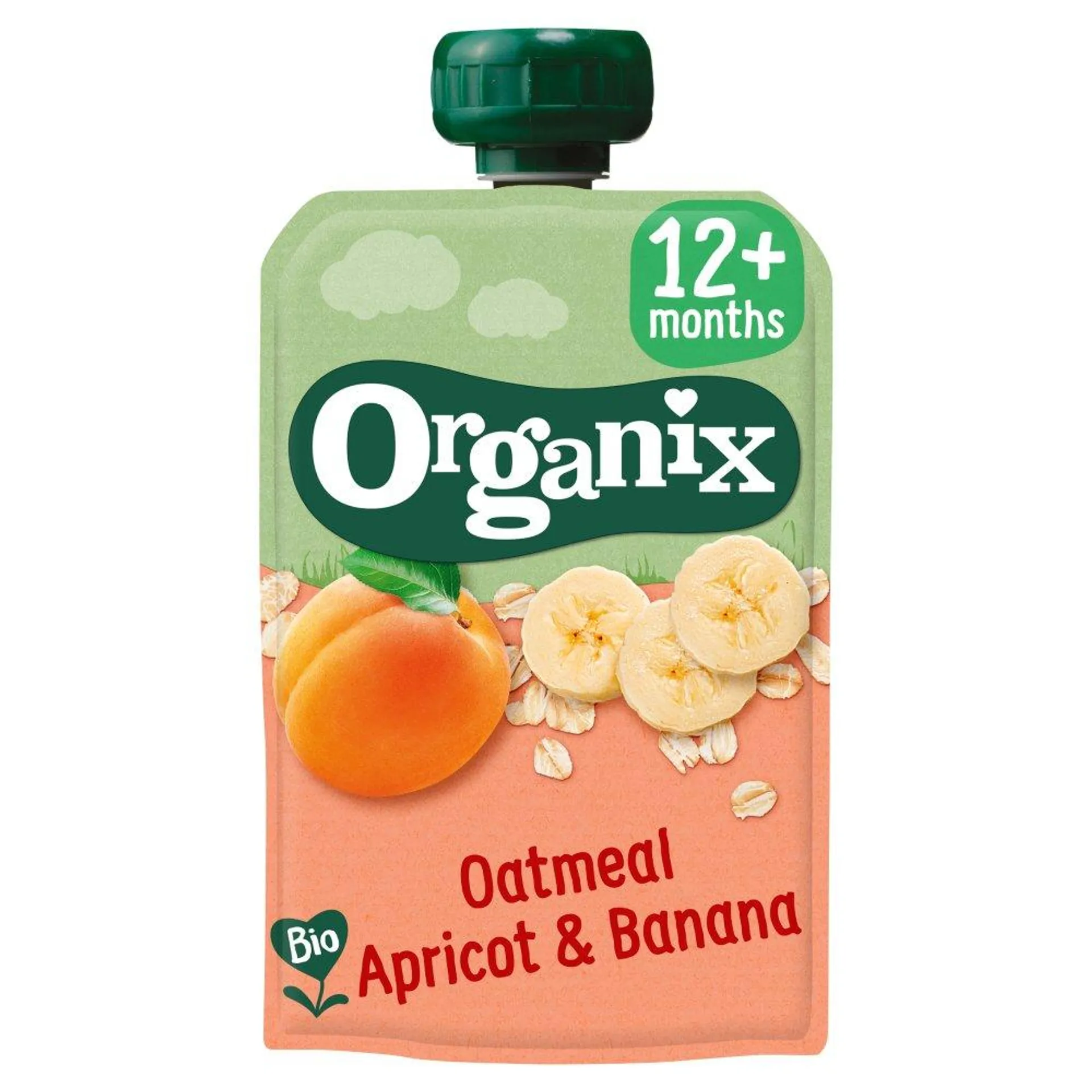 Organix Knijpfruit Havermout, abrikoos & banaan 12mnd