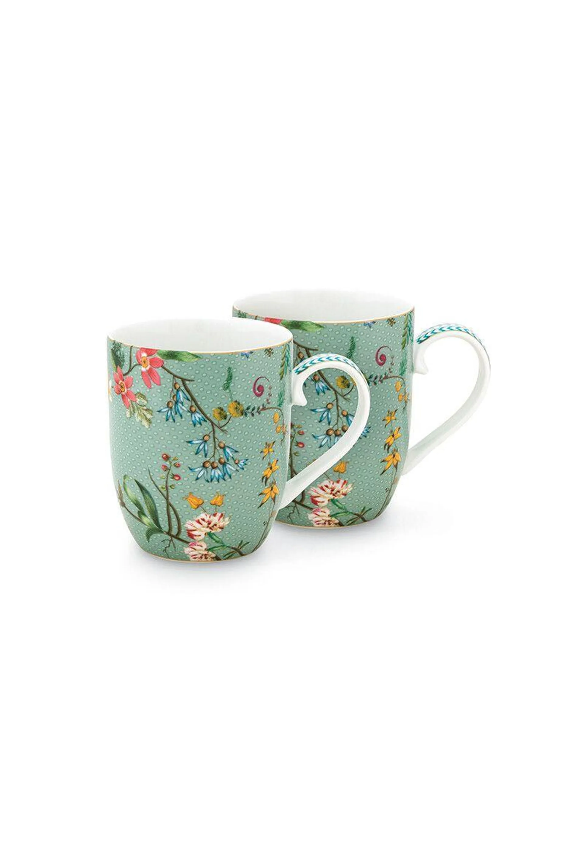 Set/2 Mokken Klein Jolie Bloemen Blauw