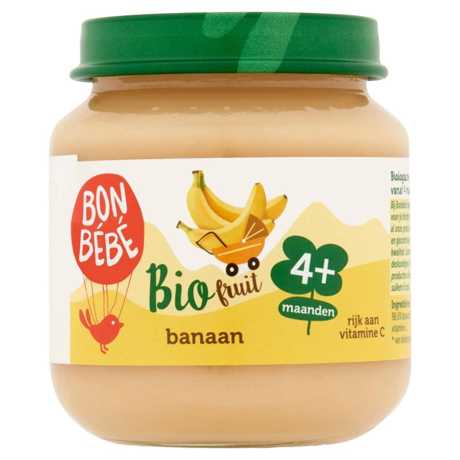 Bonbébé Bio Fruit Banaan 4+ Maanden 125 g