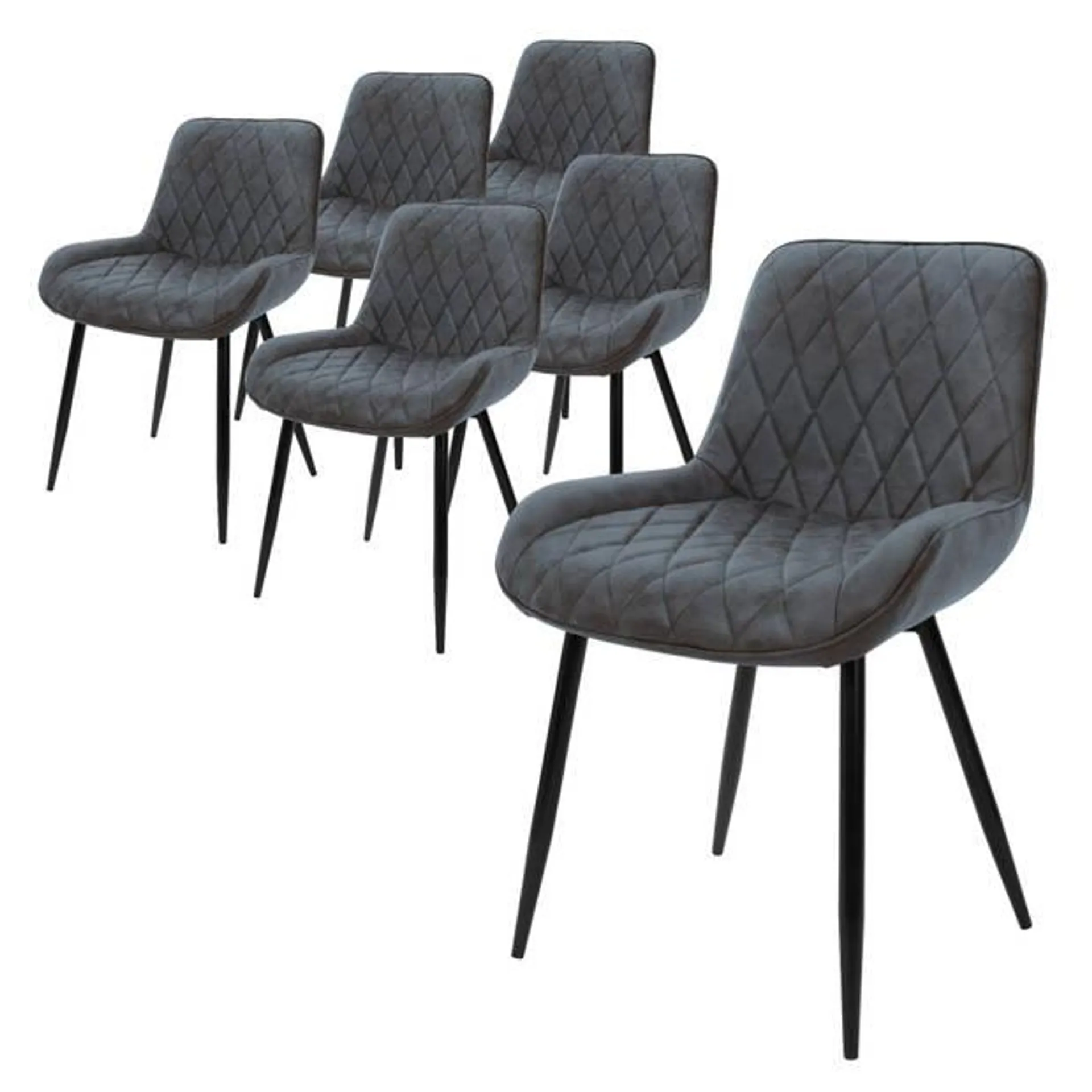 ML-Design Set van 6 Eetkamerstoelen Eetkamerstoel met rugleuning en armleuningen, antraciet, PU kunstlederen zitting,