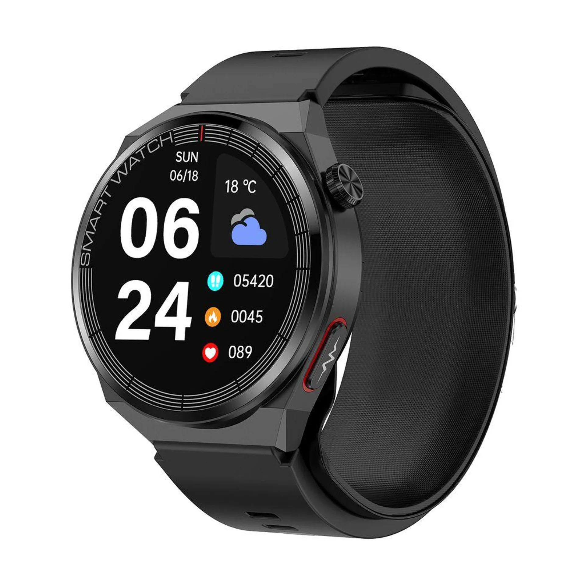 INF Smartwatch mit EKG, Blutdruck, Herzfrequenz, Blutsauerstoff Schwarz