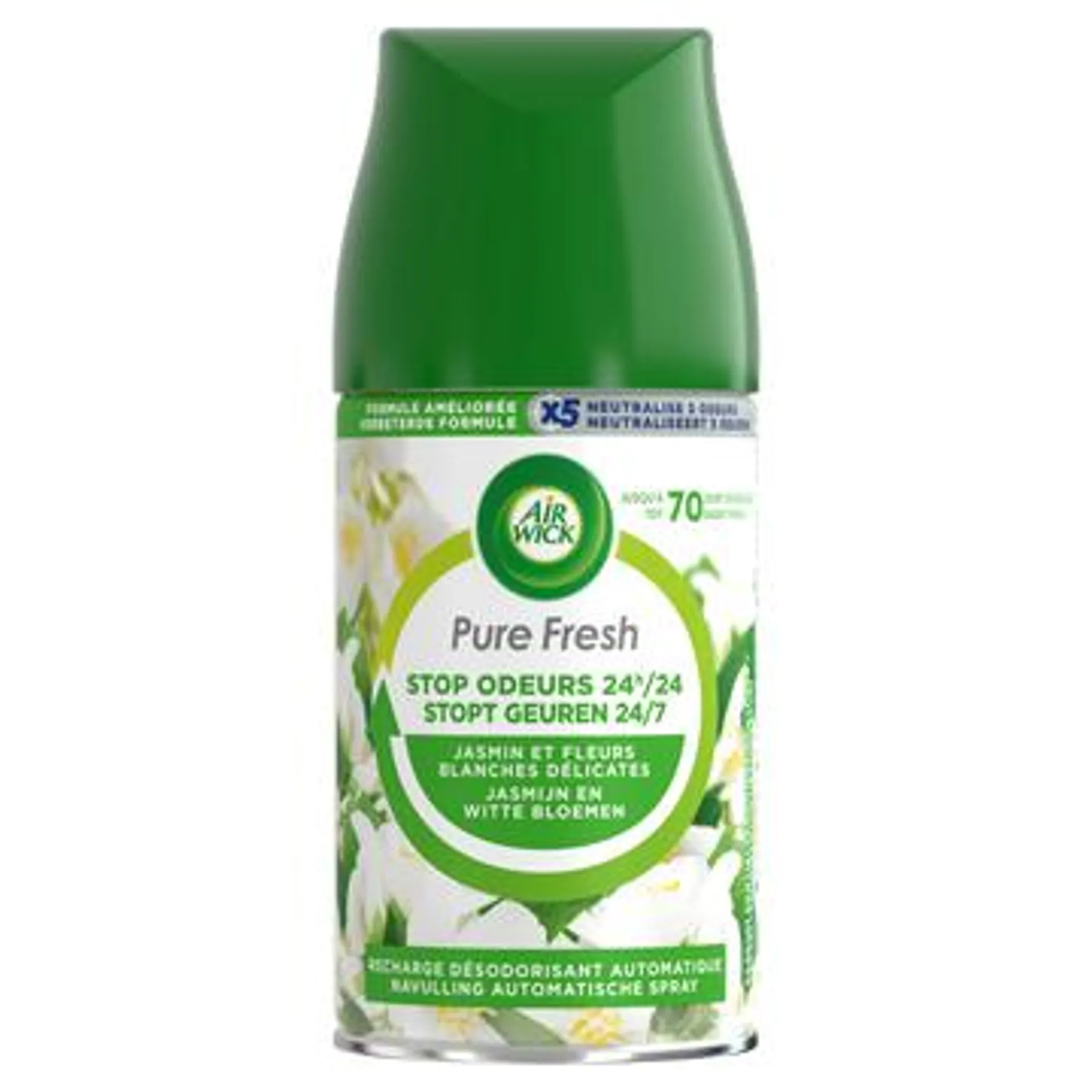 Air Wick Pure Fresh Automatische Spray Luchtverfrisser - Pure Jasmijn en Witte Bloemen - Navulling - 250ml