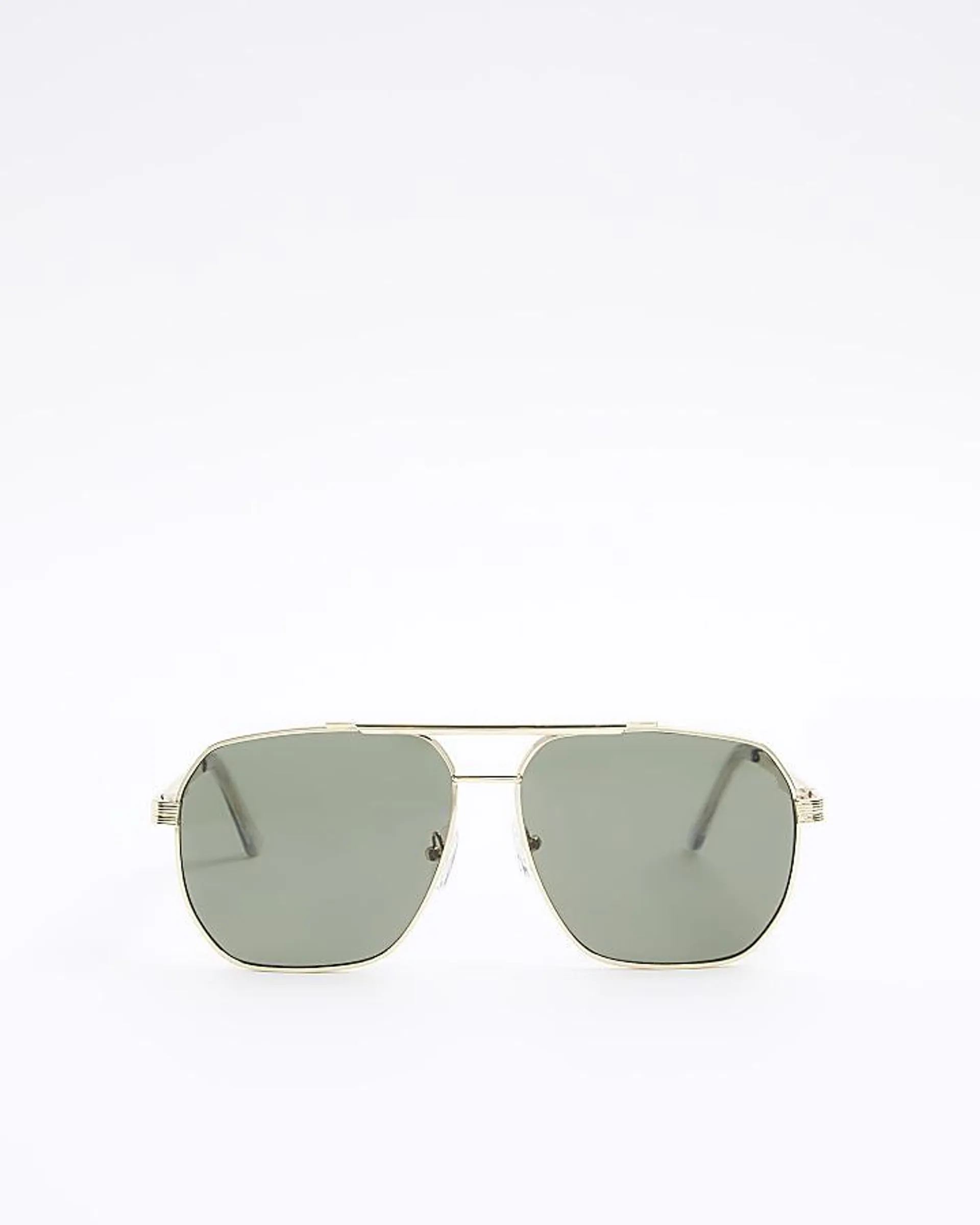 Gold rimless navigator sunglasses