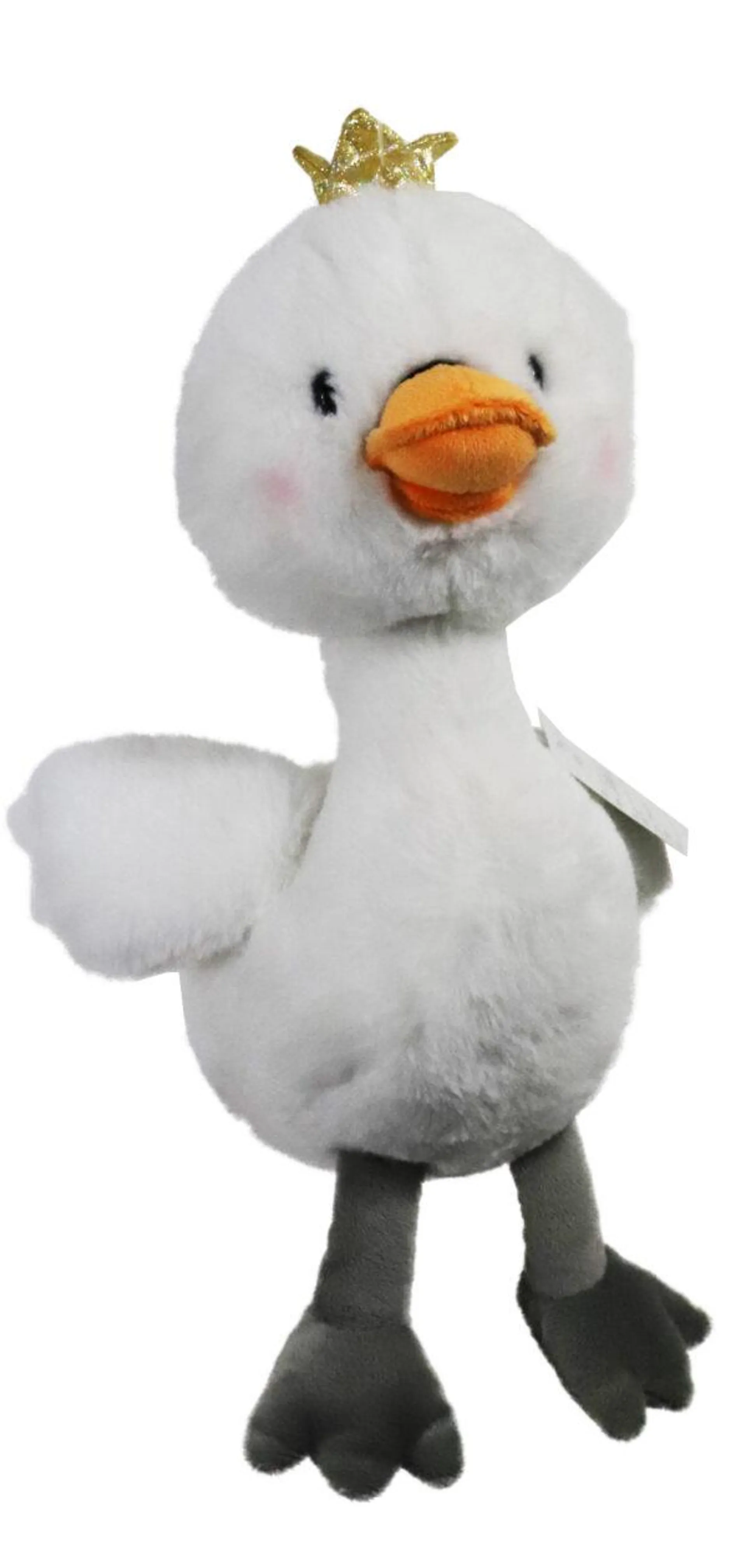 BOON Gans pluche+kroon+piep 38cm wit