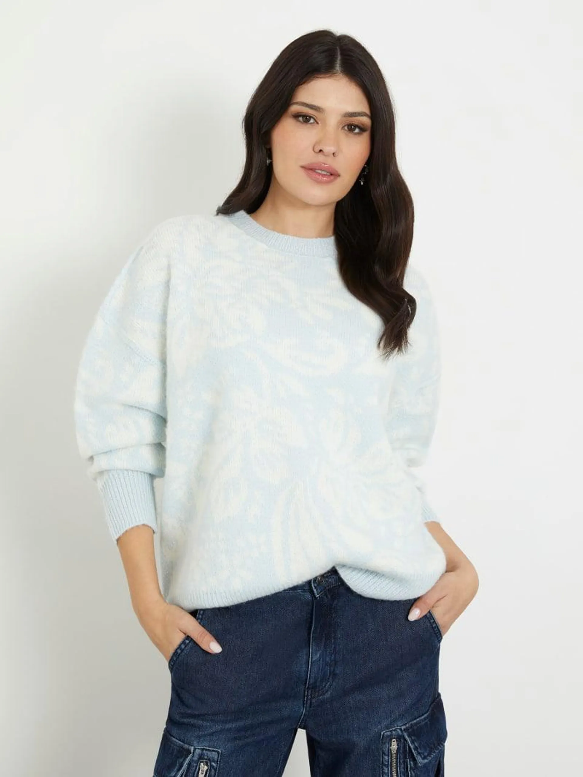 Sweater met bloemenjacquard