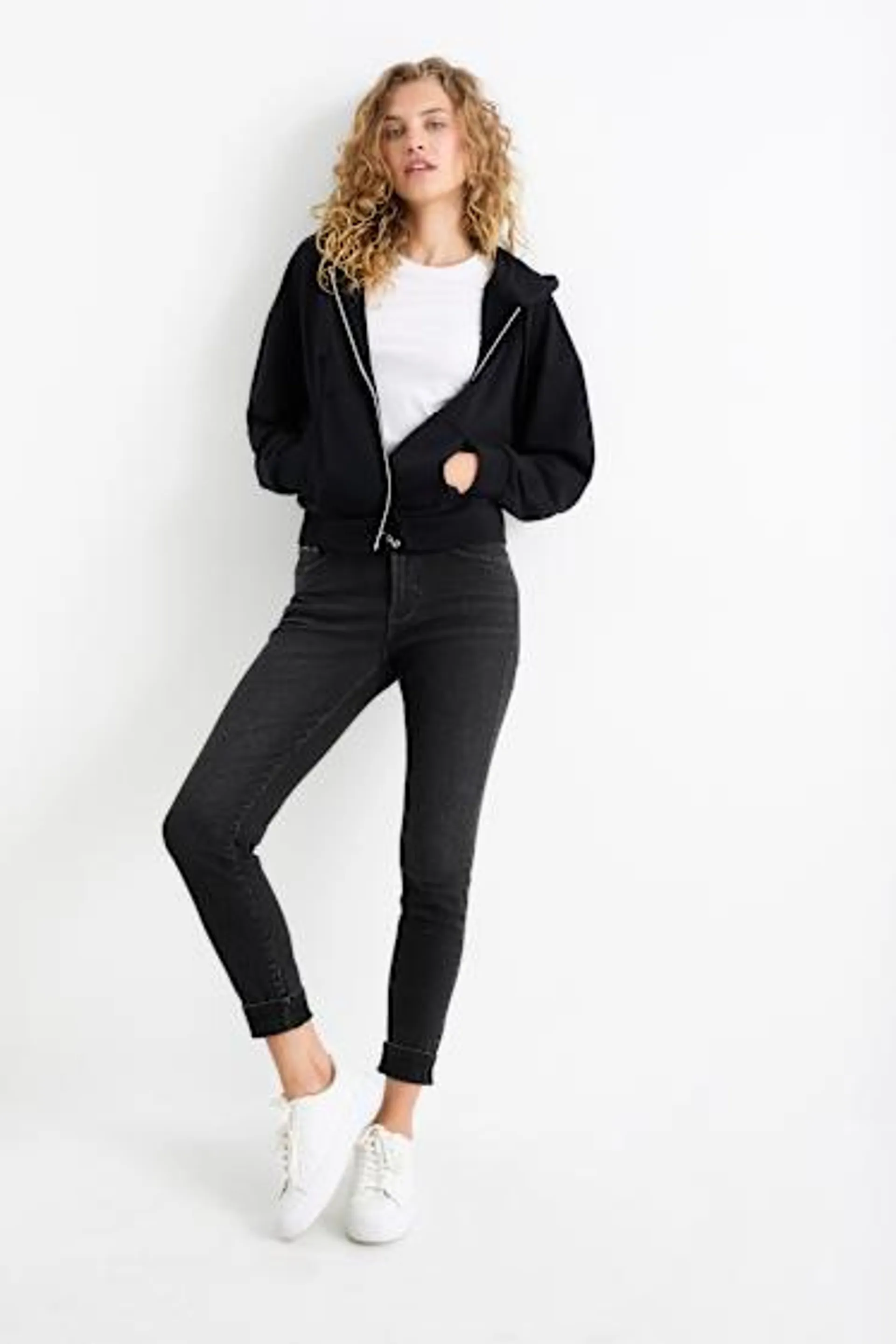 Skinny jeans - mid-rise waist - thermal jeans - LYCRA®