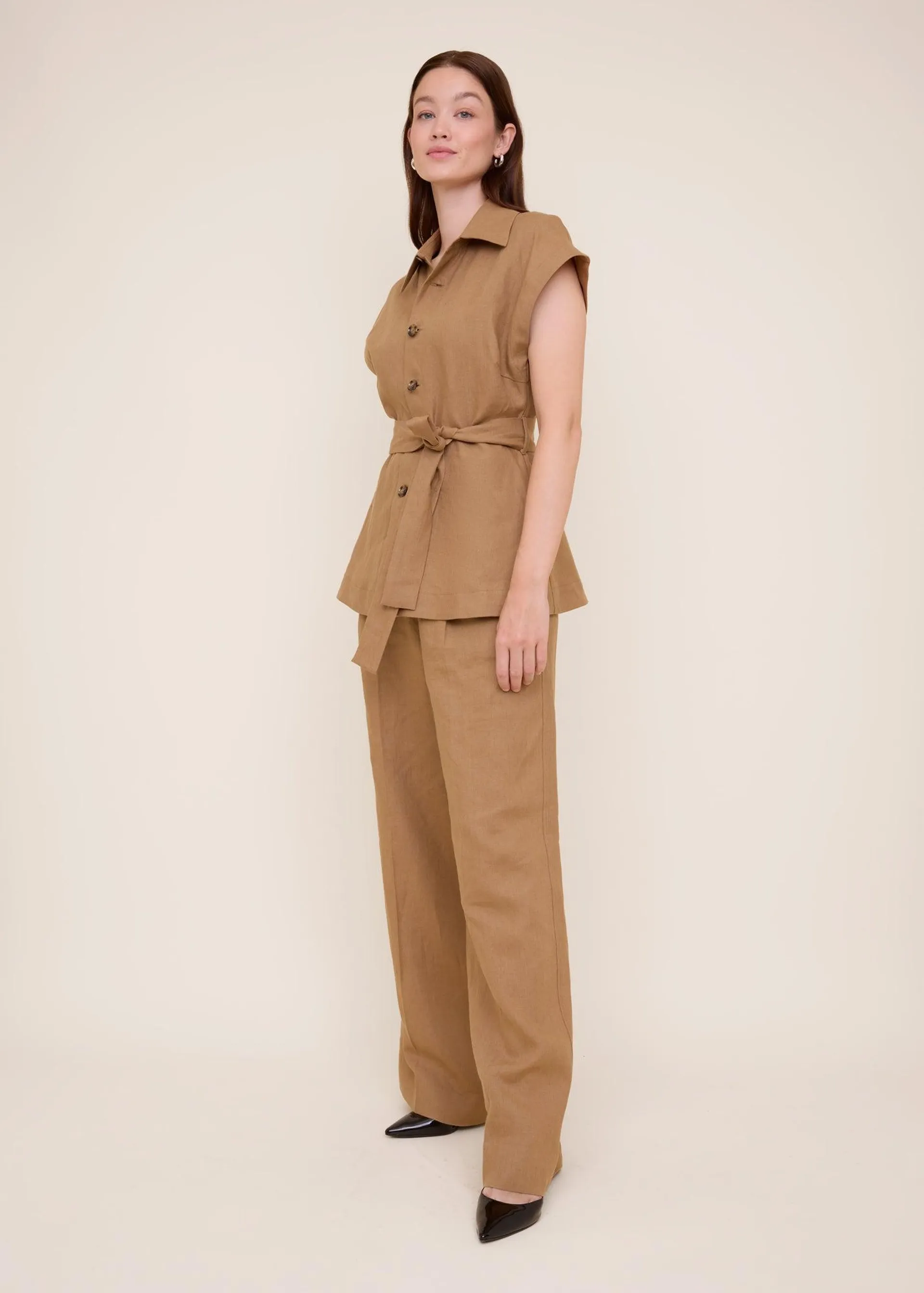 Wide leg linen trousers