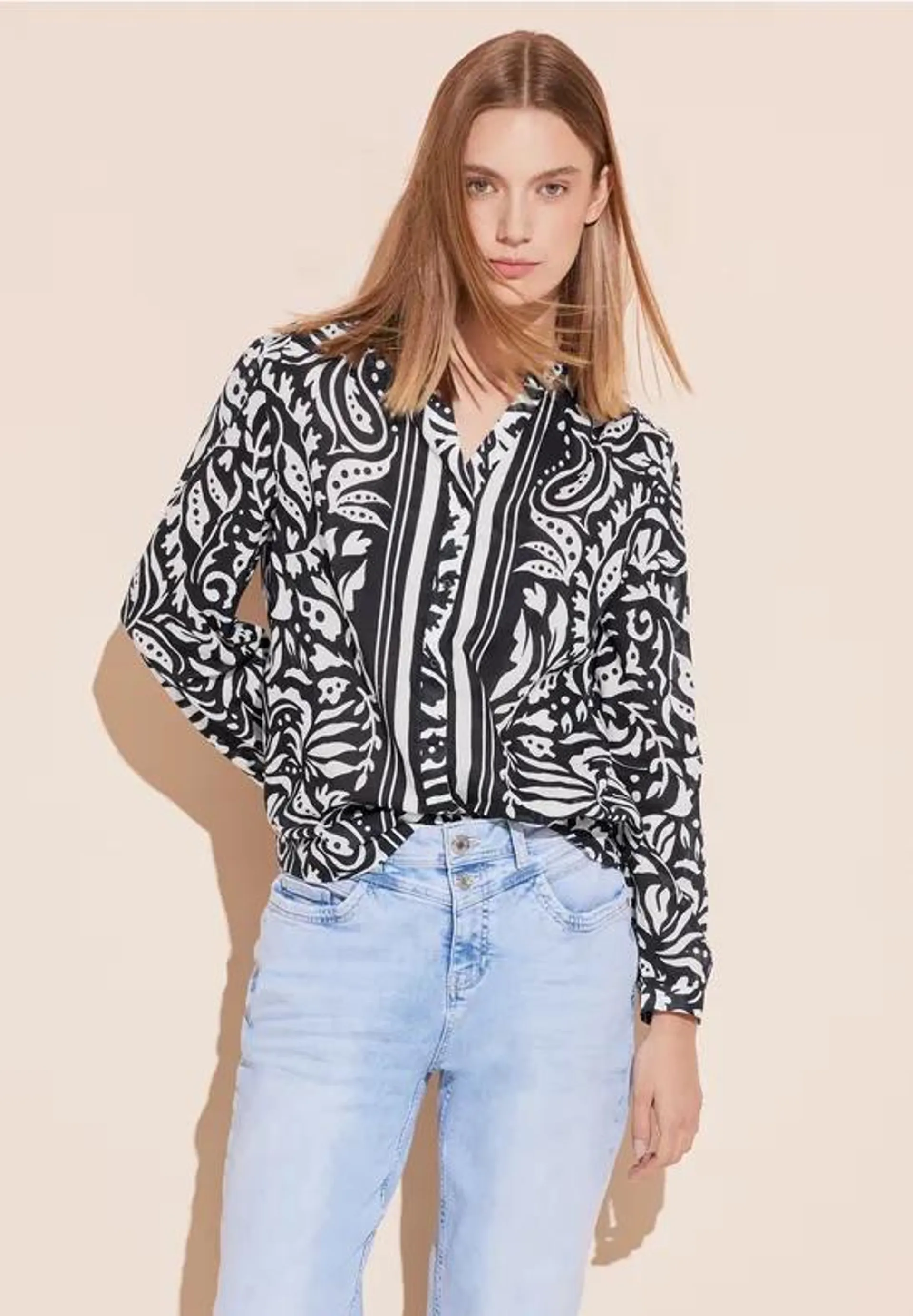 Blouse van patroonmix