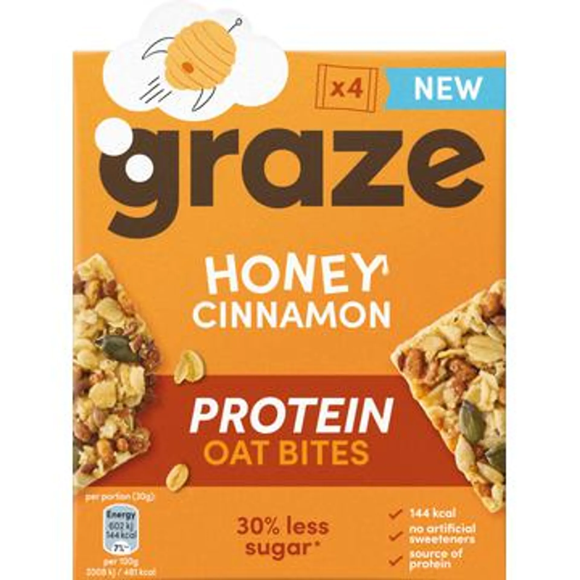 graze Havermoutrepen Honey Cinnamon Oat Bites 4 x 30g