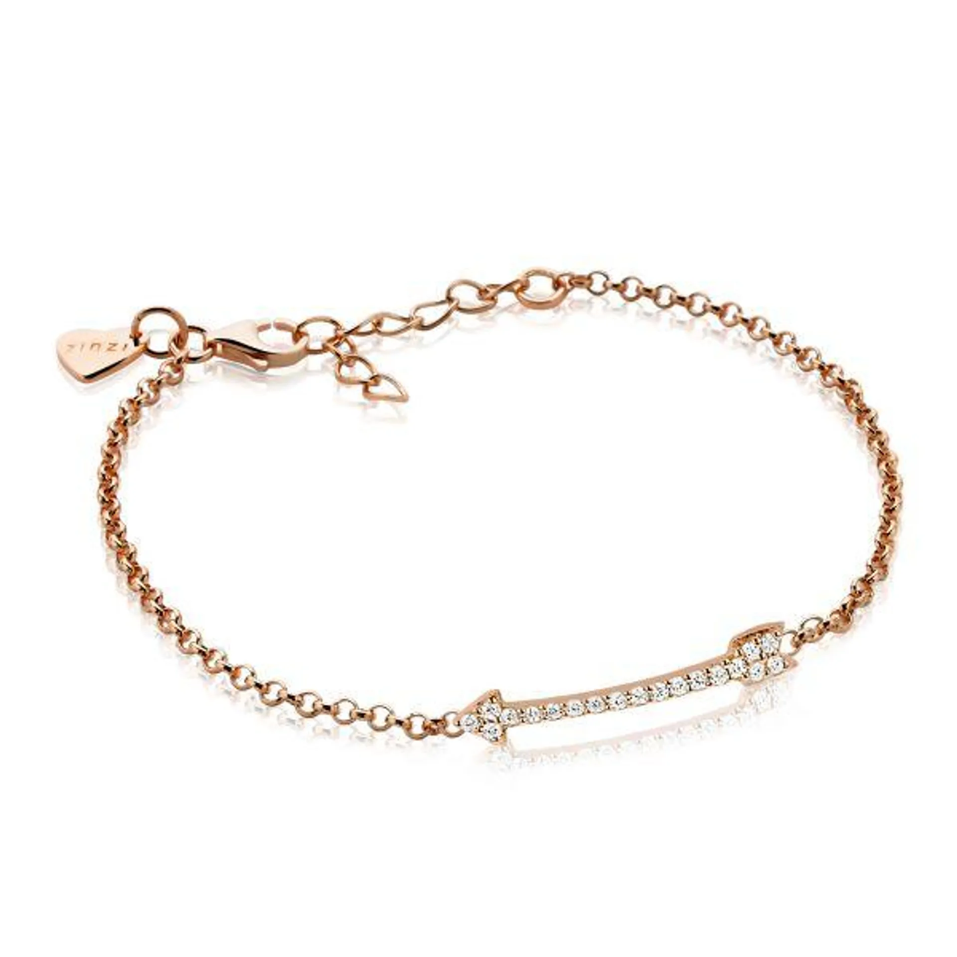 ZINZI Rose Gold Plated Sterling Silver Fantasy Bracelet White 17-20cm ZIA1064R