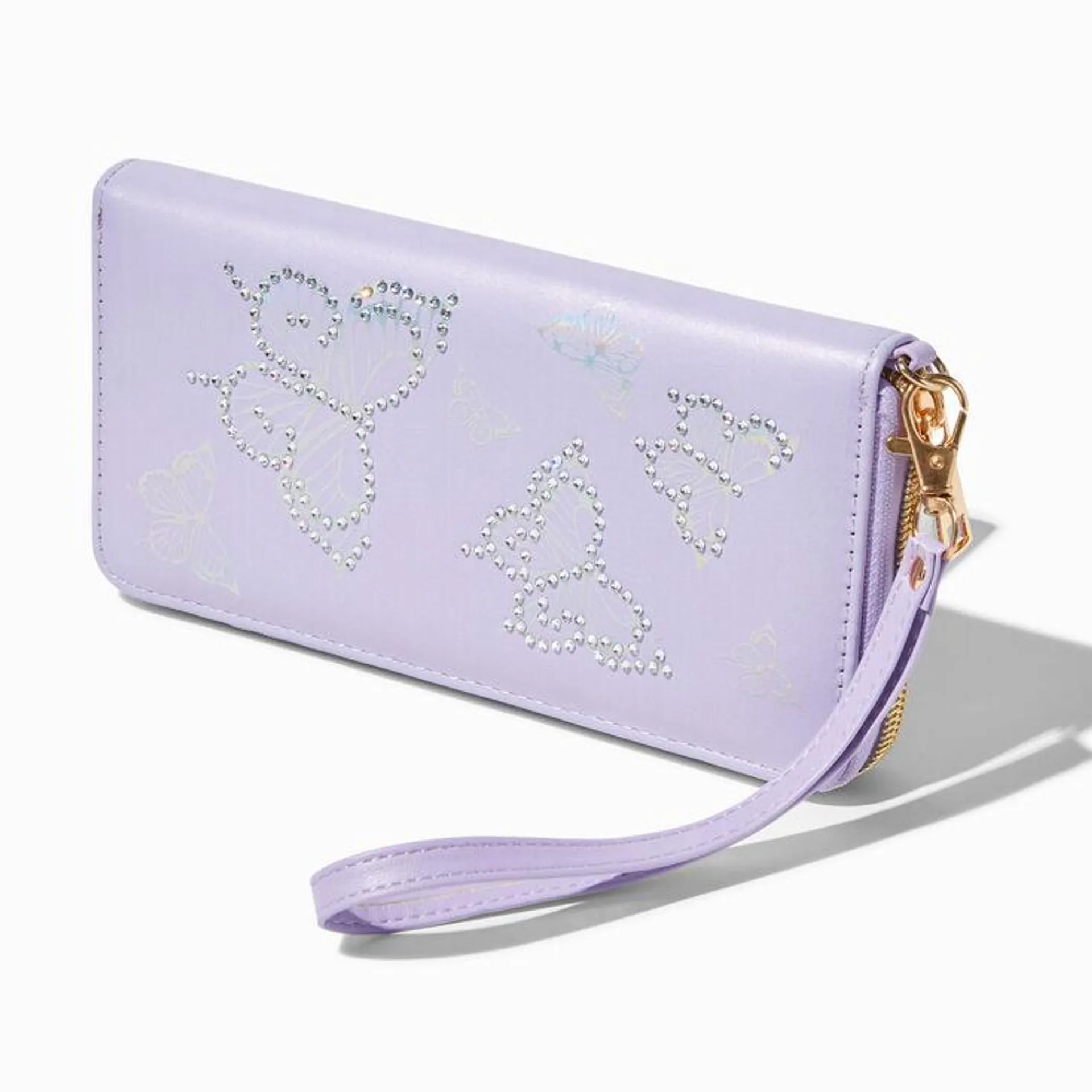 Lavender Embellished Butterfly Wristlet