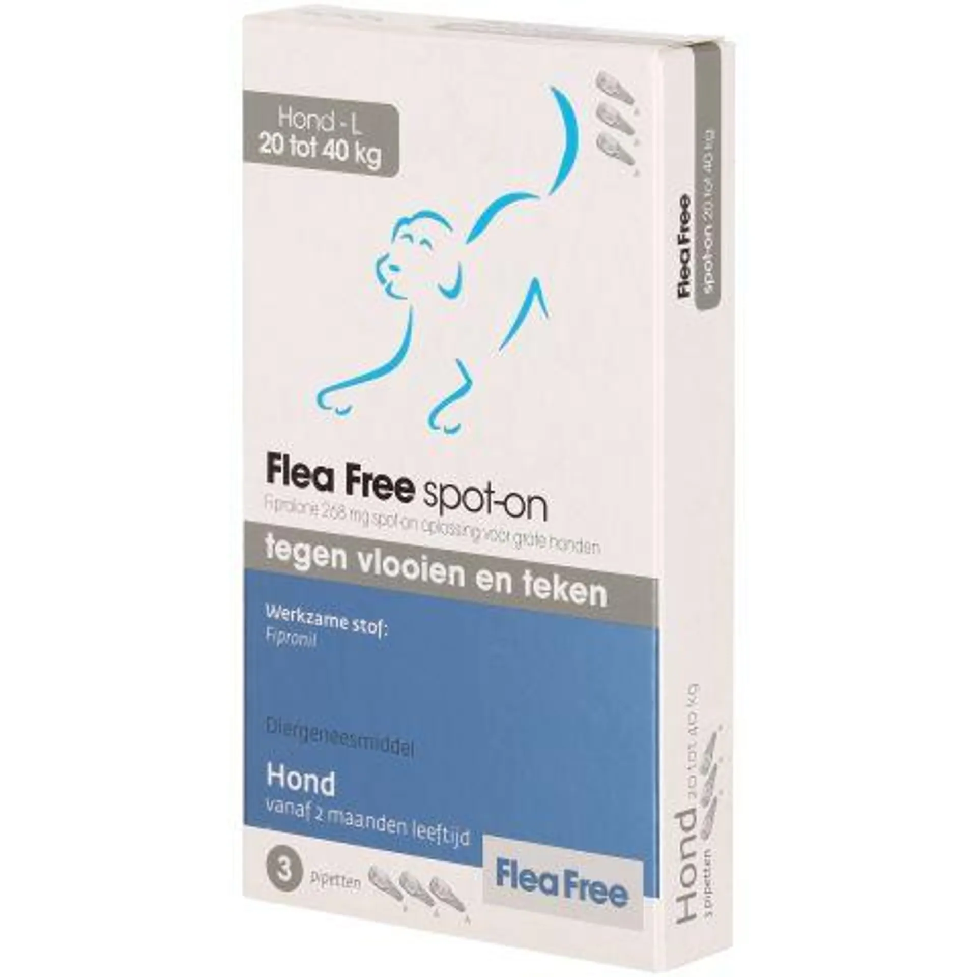 Flea Free Spot On - Pipetten - Anti Vlooien en teken Hond - L - 20-40 kg - 3 stuks