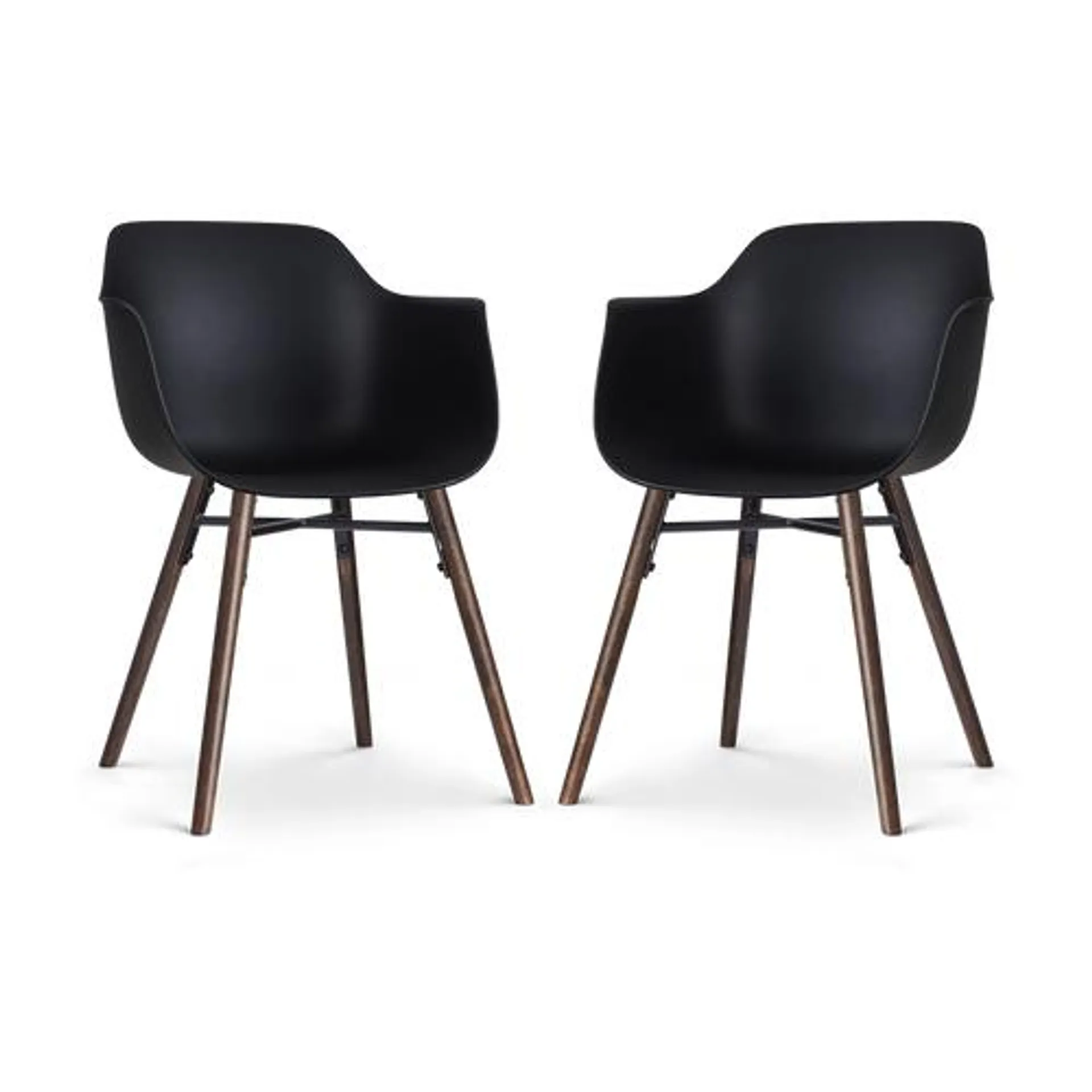 Nolon Nena-Puk Eetkamerstoelen Set van 2 - Zwart - Walnoot Poten