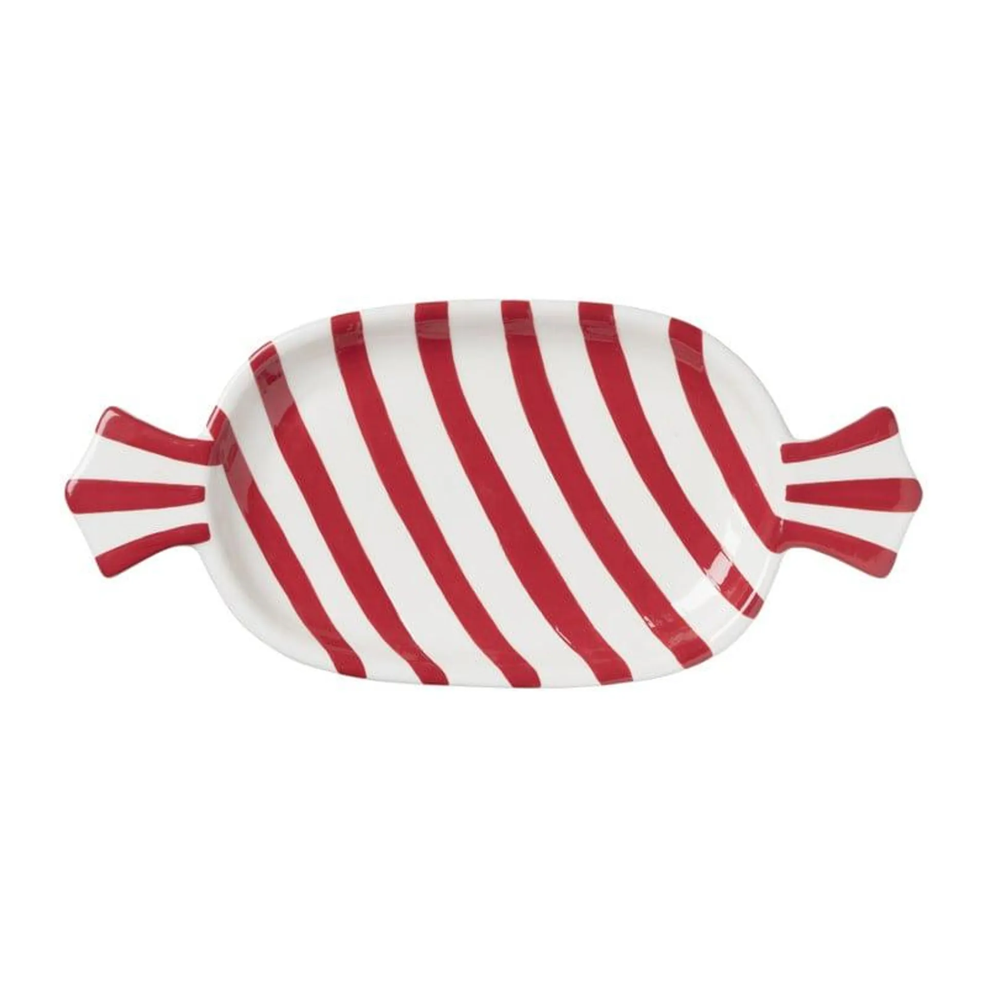 Schaal candy cane - wit/rood - 2.8x28x15 cm