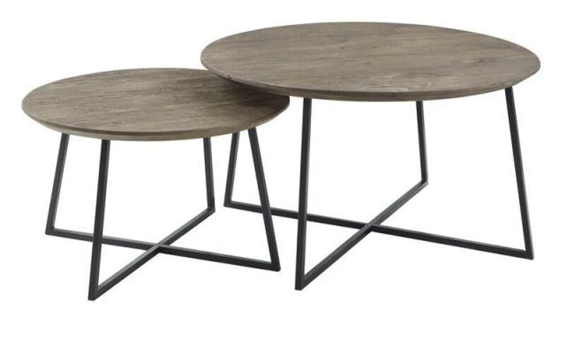 Salontafel Bentato (set van 2) rond 80/60 mango grijs