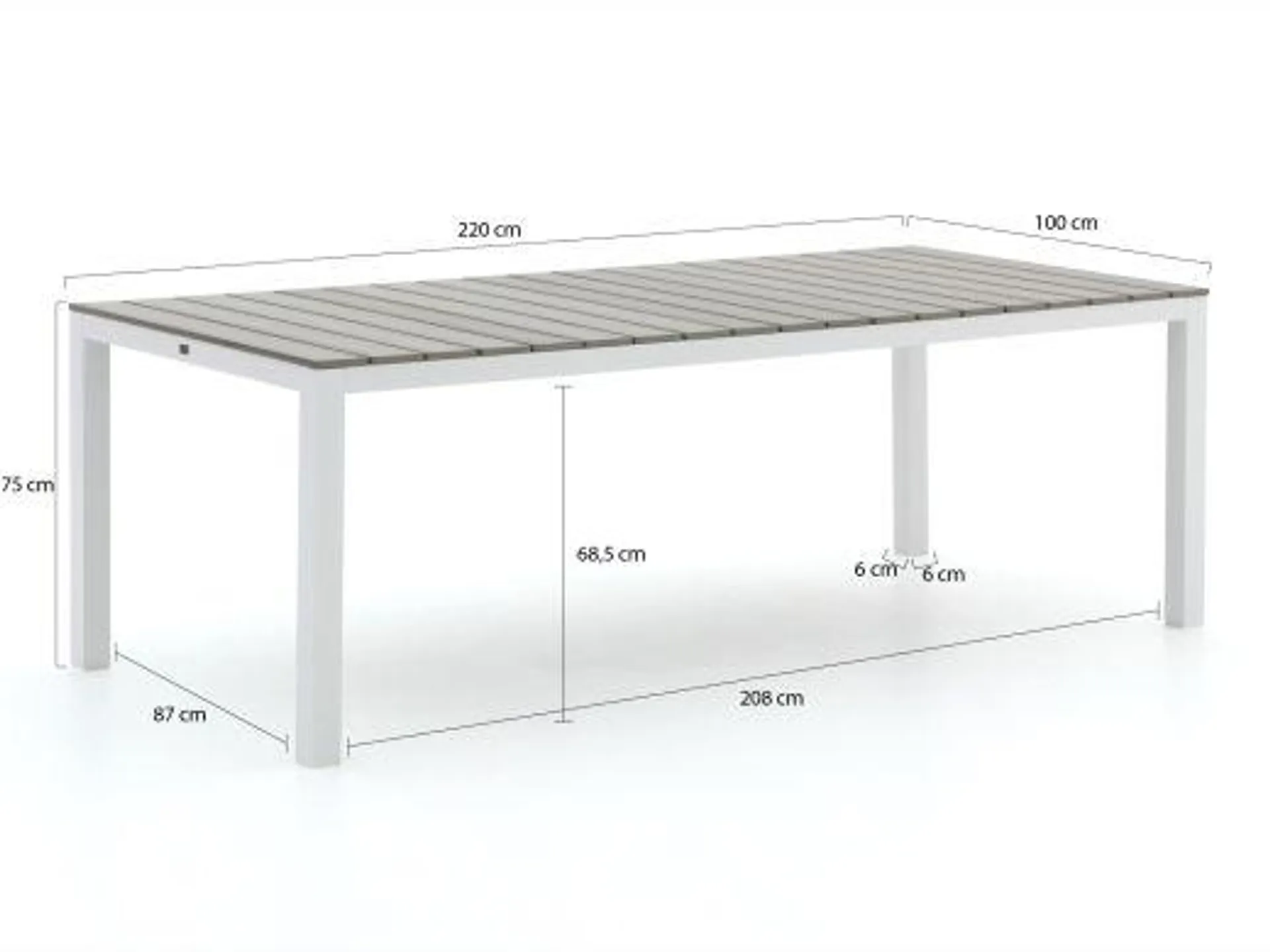 Manifesto Villongo/Fidenza 220cm dining tuinset 7-delig