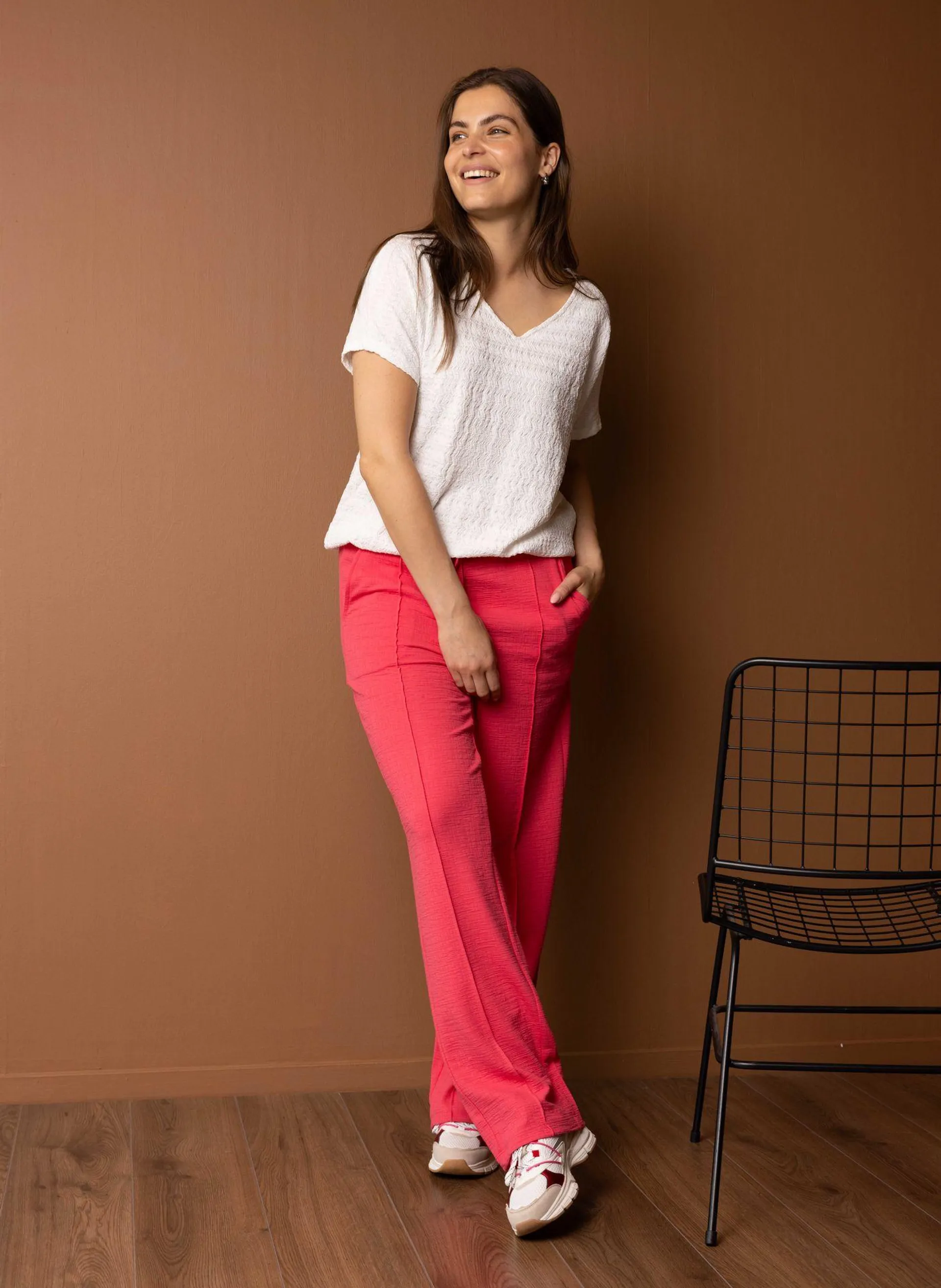 Roze rechte broek