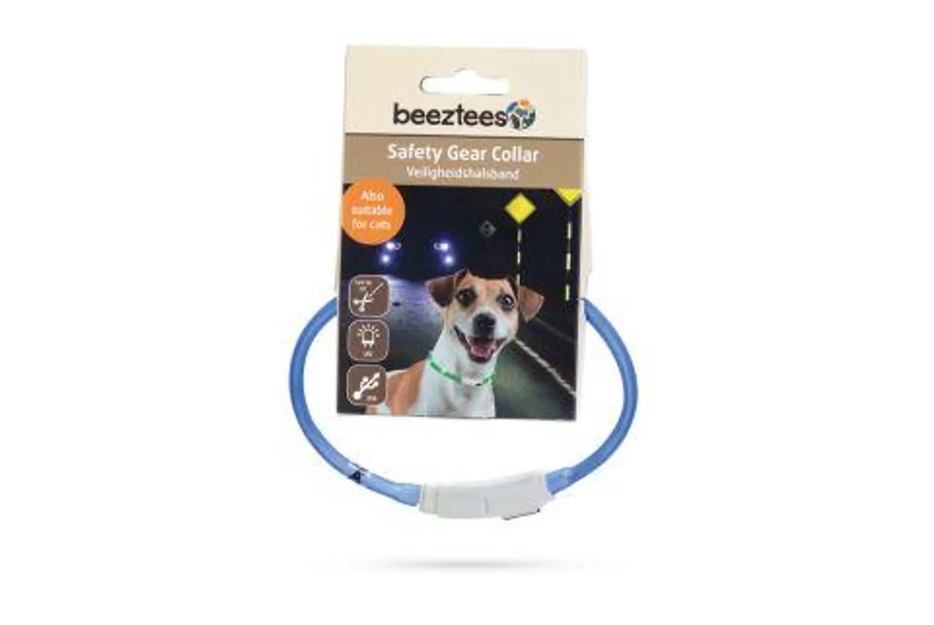 Beeztees Dogini USB - Lichtgevende Halsband - Hond - Blauw - Siliconen - 35cm x 10mm