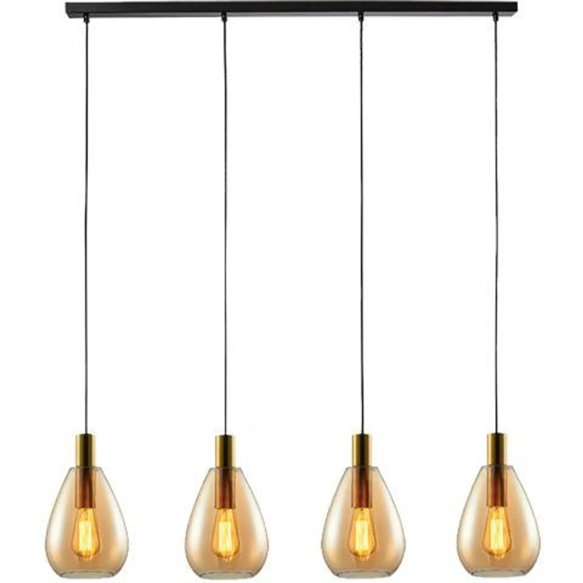 Hanglamp Felinio amber glas 4-lichts