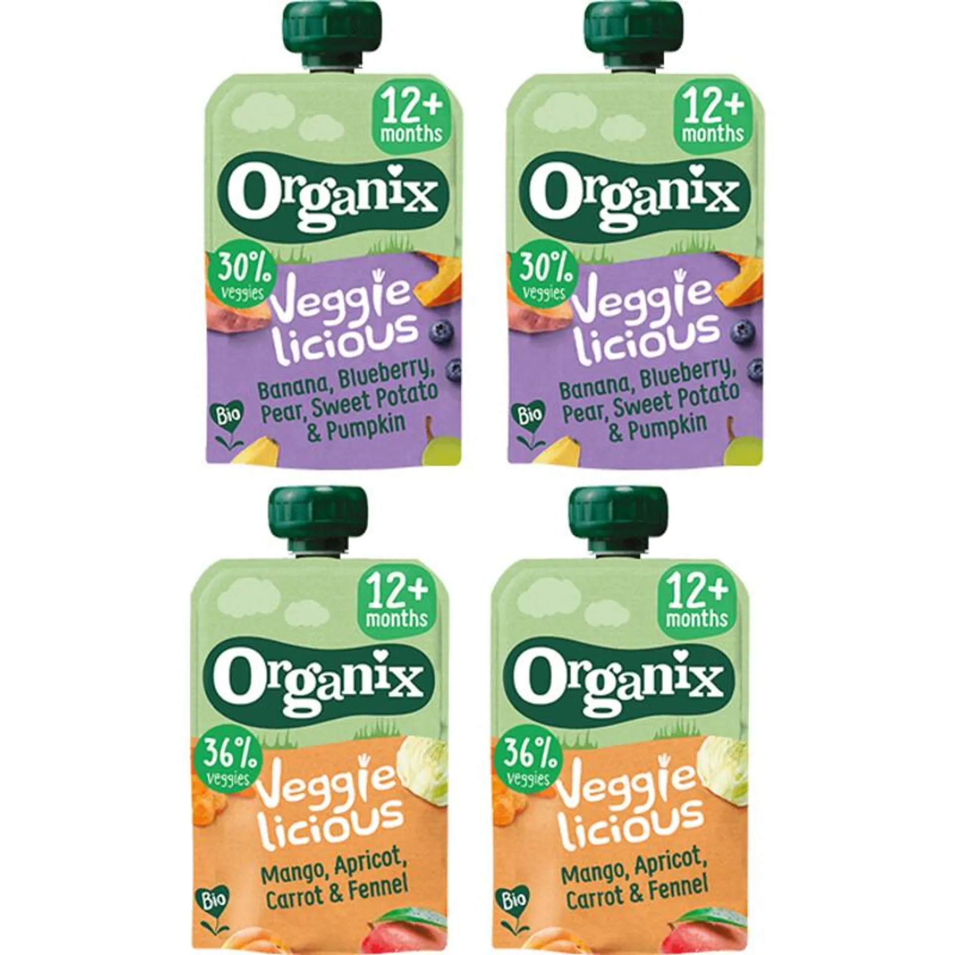 Organix Veggie Knijpfruit 12+m voordeelpakket