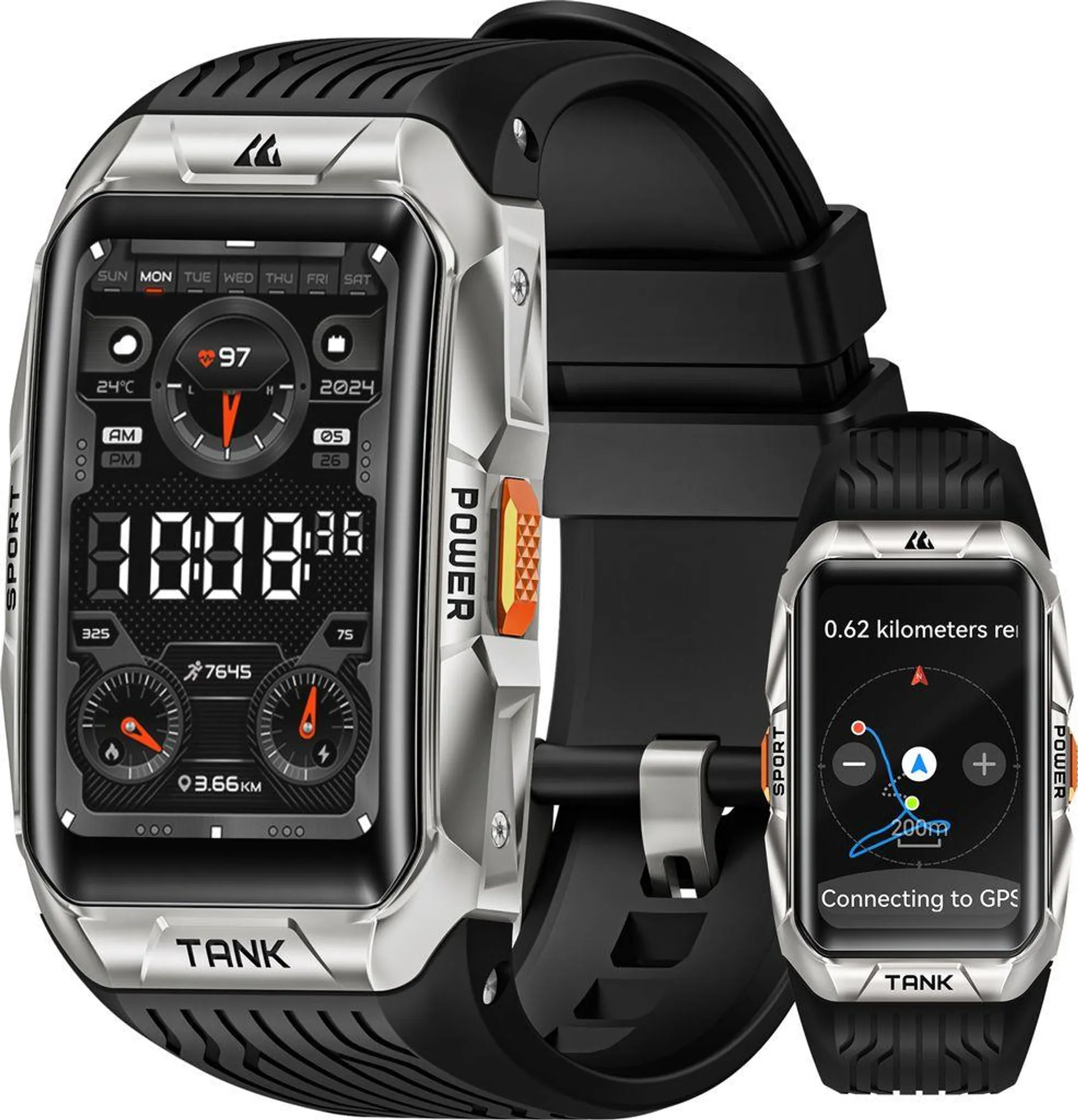KOSPET Tank X2 Ultra Smartwatch GPS und Telefonfunktion, Fitness Tracker mit 60 Tage Akkulaufzeit, 50M wasserdicht, Bluetooth anrufen, 1.64“ AMOLED
