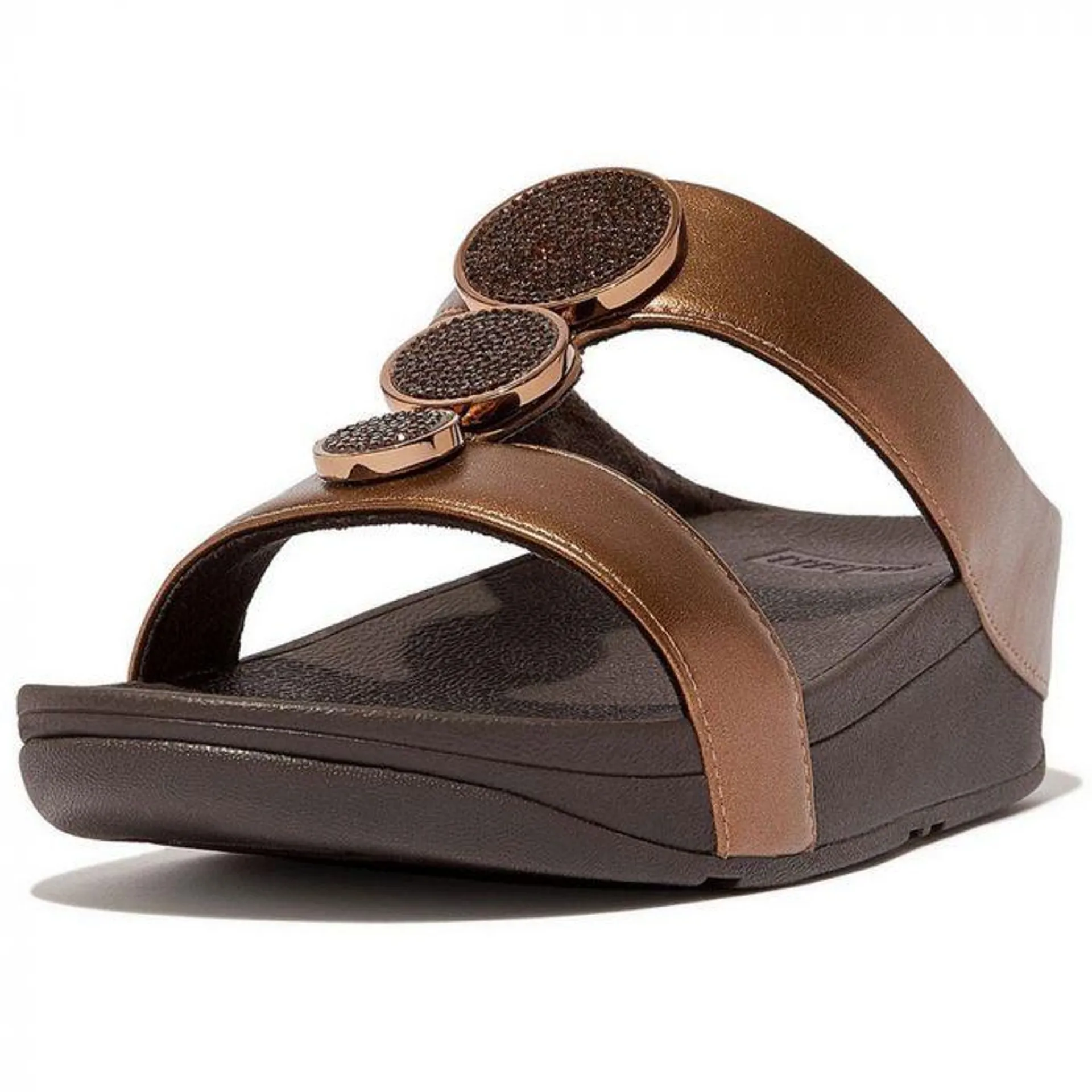 Fitflop Halo Bead-Circle Metallic H-Bar slippers dames bronze