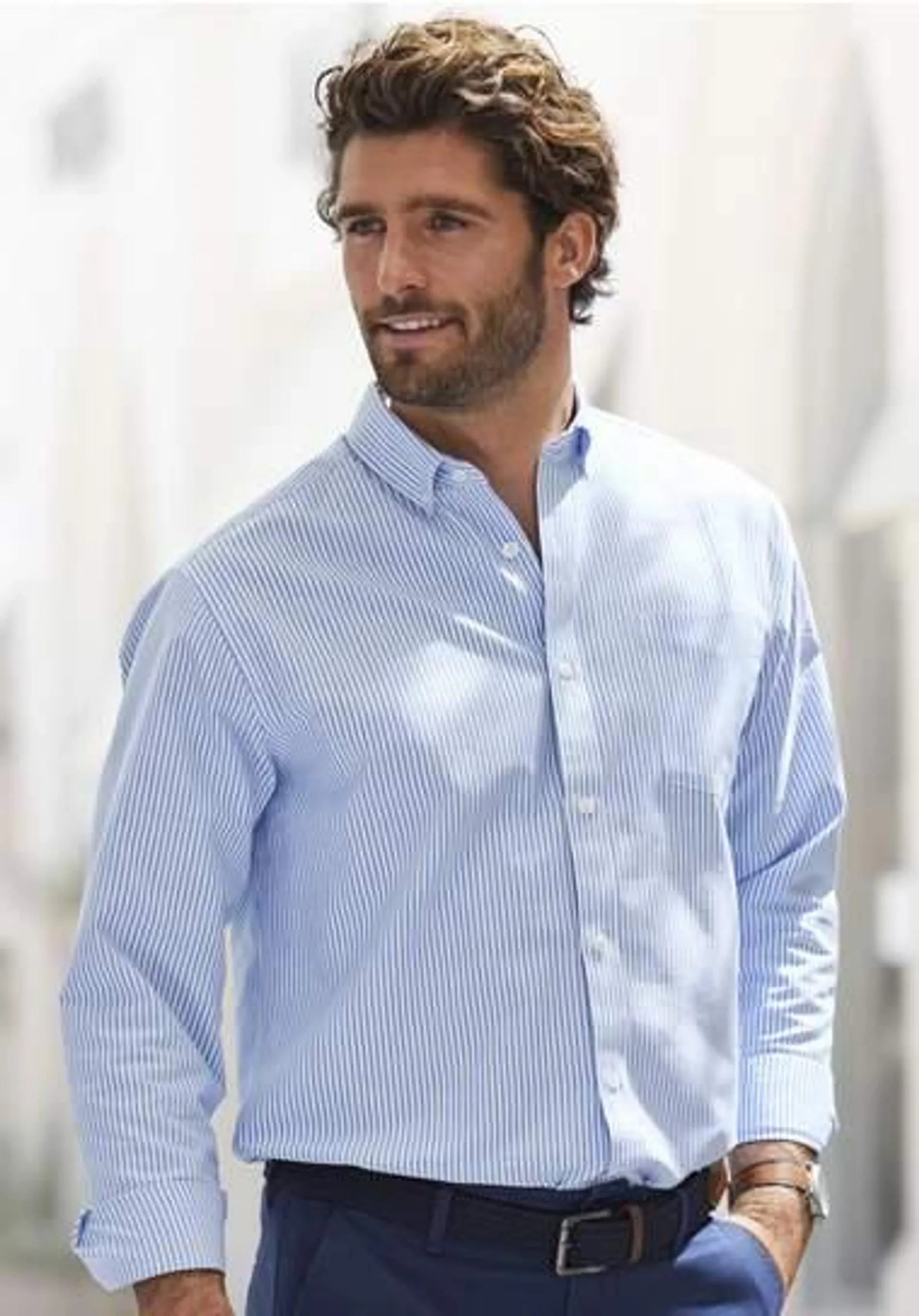 H.I.S Overhemd met lange mouwen Regular fit Oxford overhemd langarm met button-down-kraag van 100% katoen