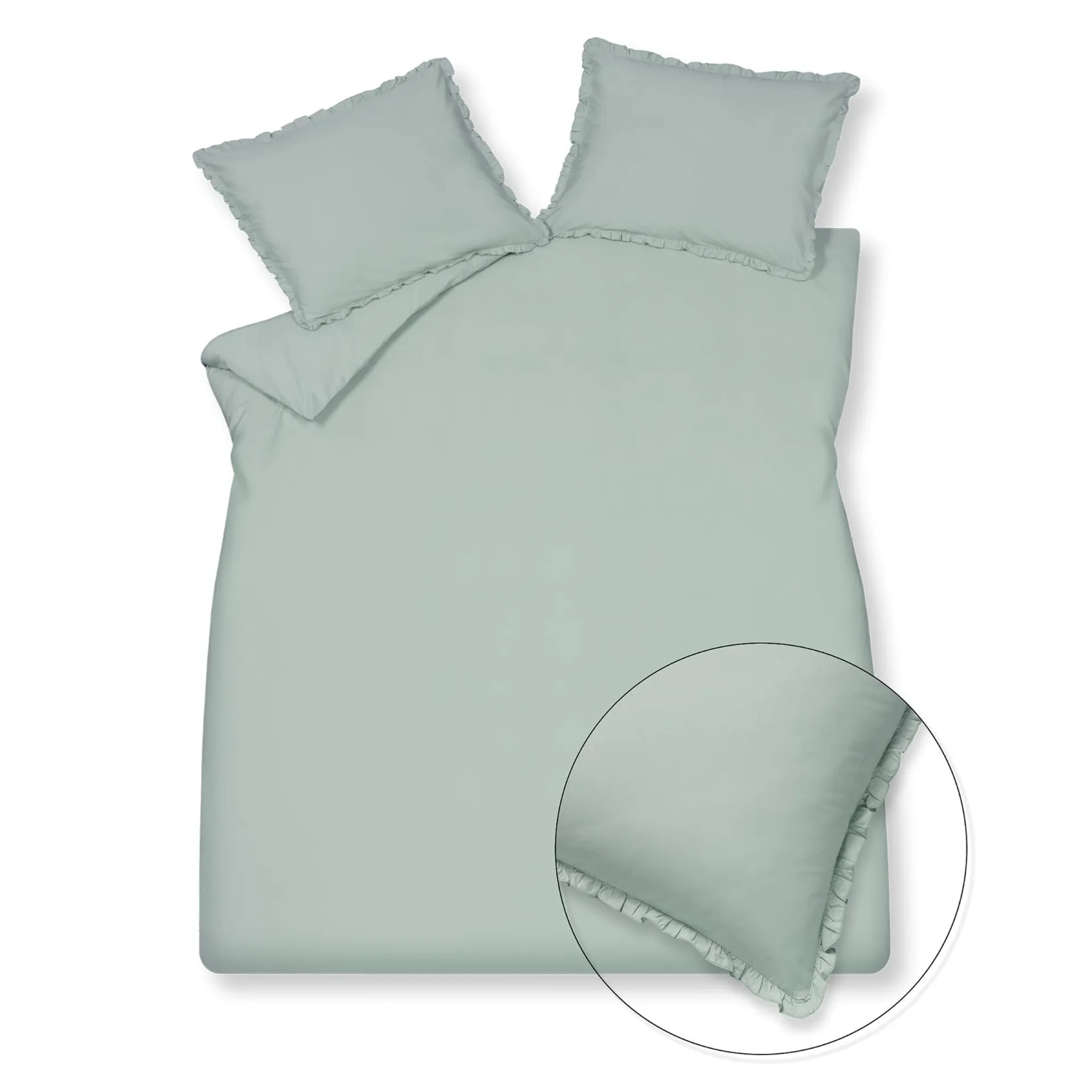 PURE 83 percale ruffle | pearl blue