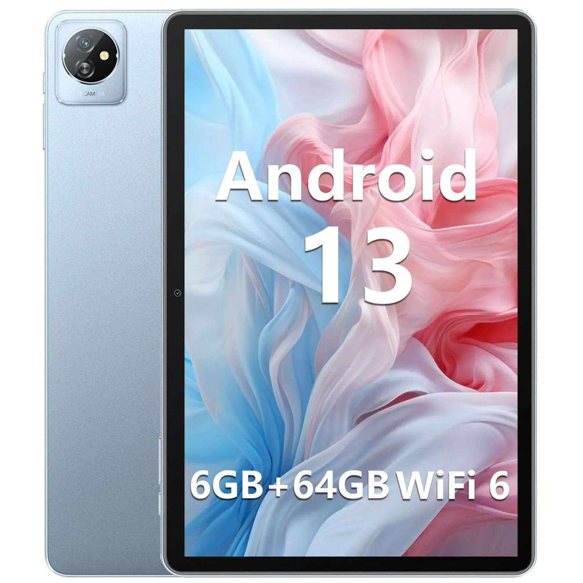 Tablet Android 13, WiFi 6, Blackview Tab 70 Wifi 10,1 Zoll 6 GB RAM 64 GB ROM ((1 TB TF erweitern) 6580 mAh Akku, 5MP+2MP Kamera Widevine L1 unterstützt Android Tablet PC