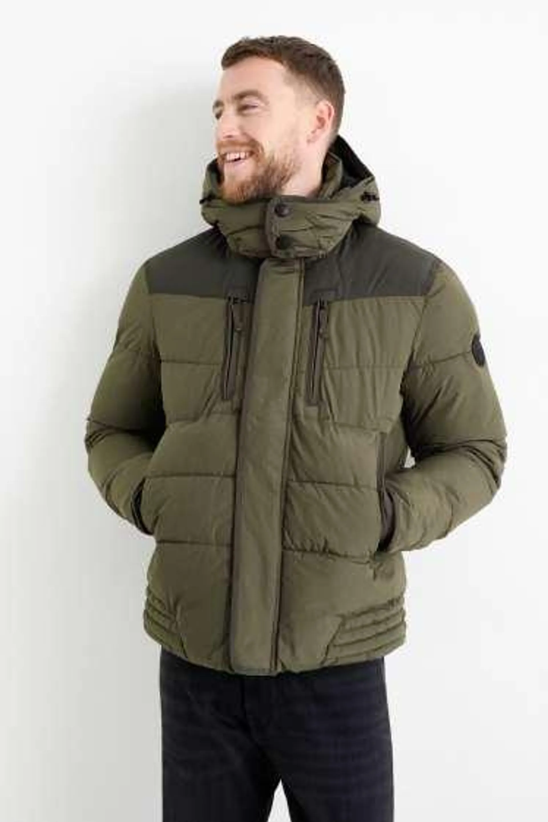 Quilted jacket with hood - water-repellent