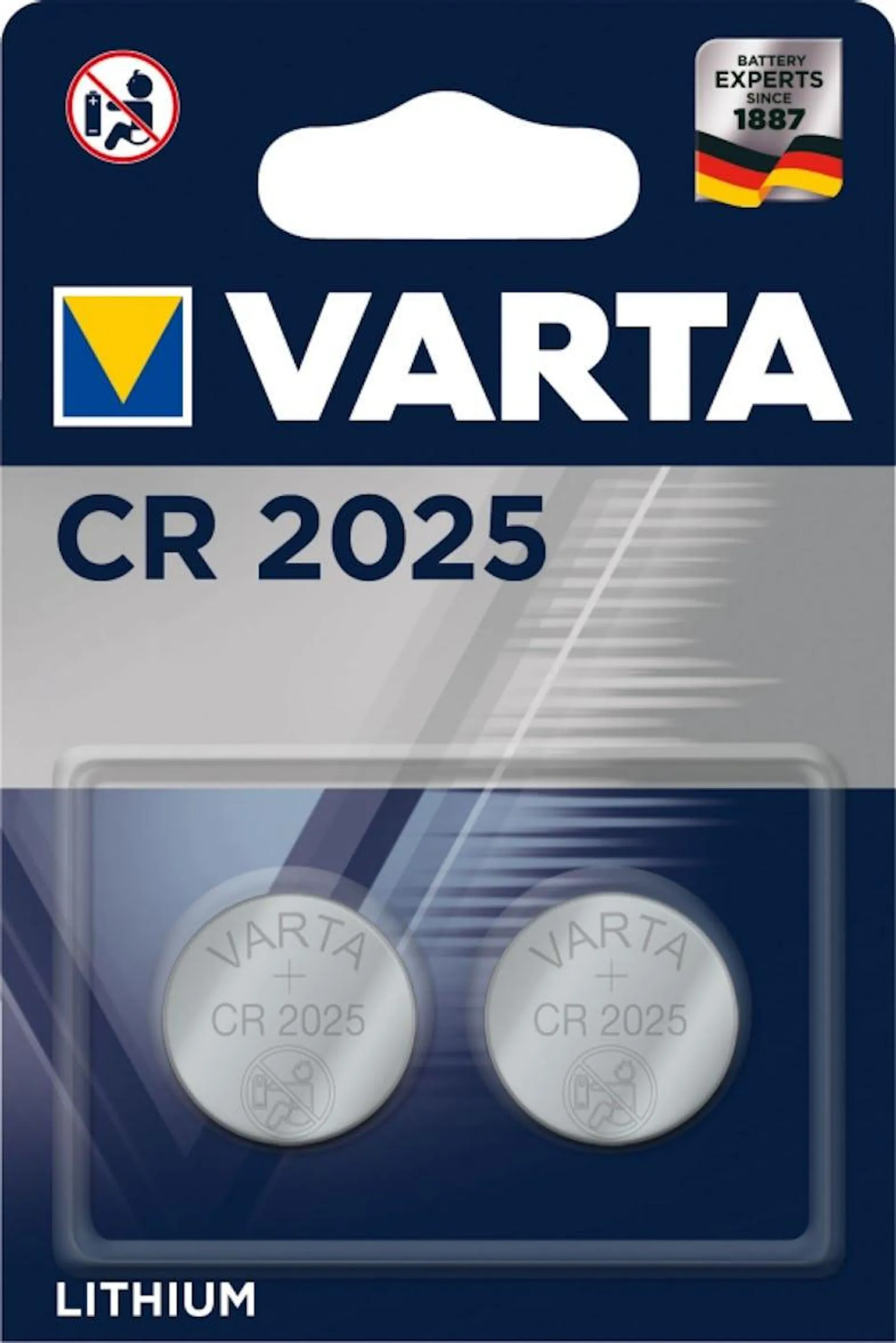 Varta knoopcel Lithium CR2025, blister van 2 stuks