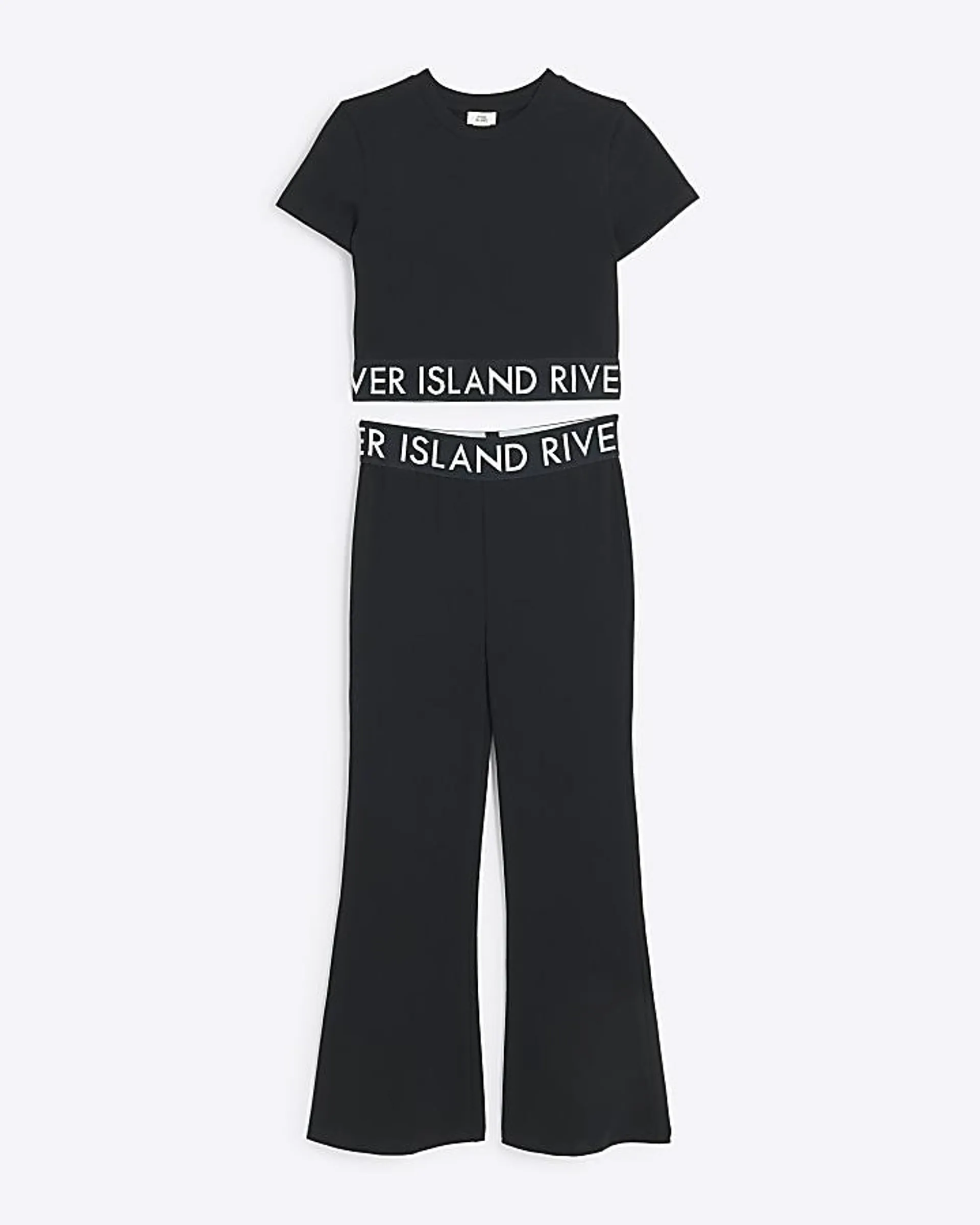 Girls black RI t-shirt and leggings set